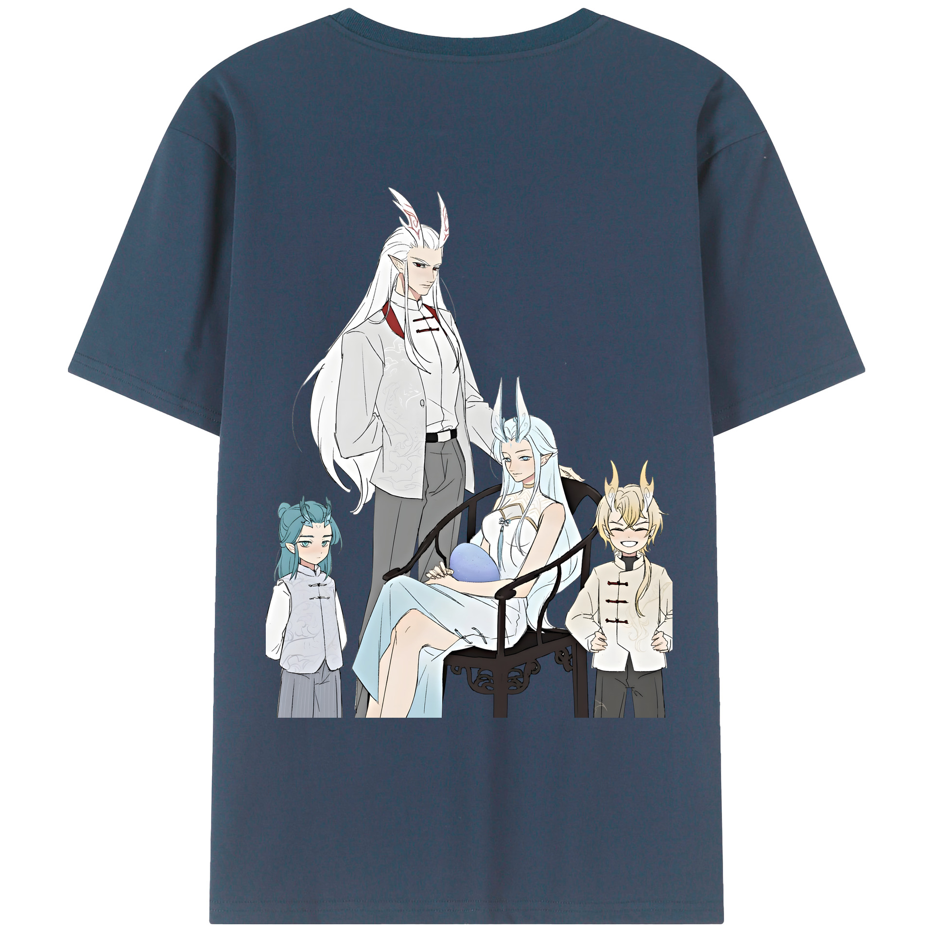 （画像用） Ne Zha 2 ナタ 魔童の大暴れ 綿100％ メンズ半袖Tシャツ（バックプリント） 通気性