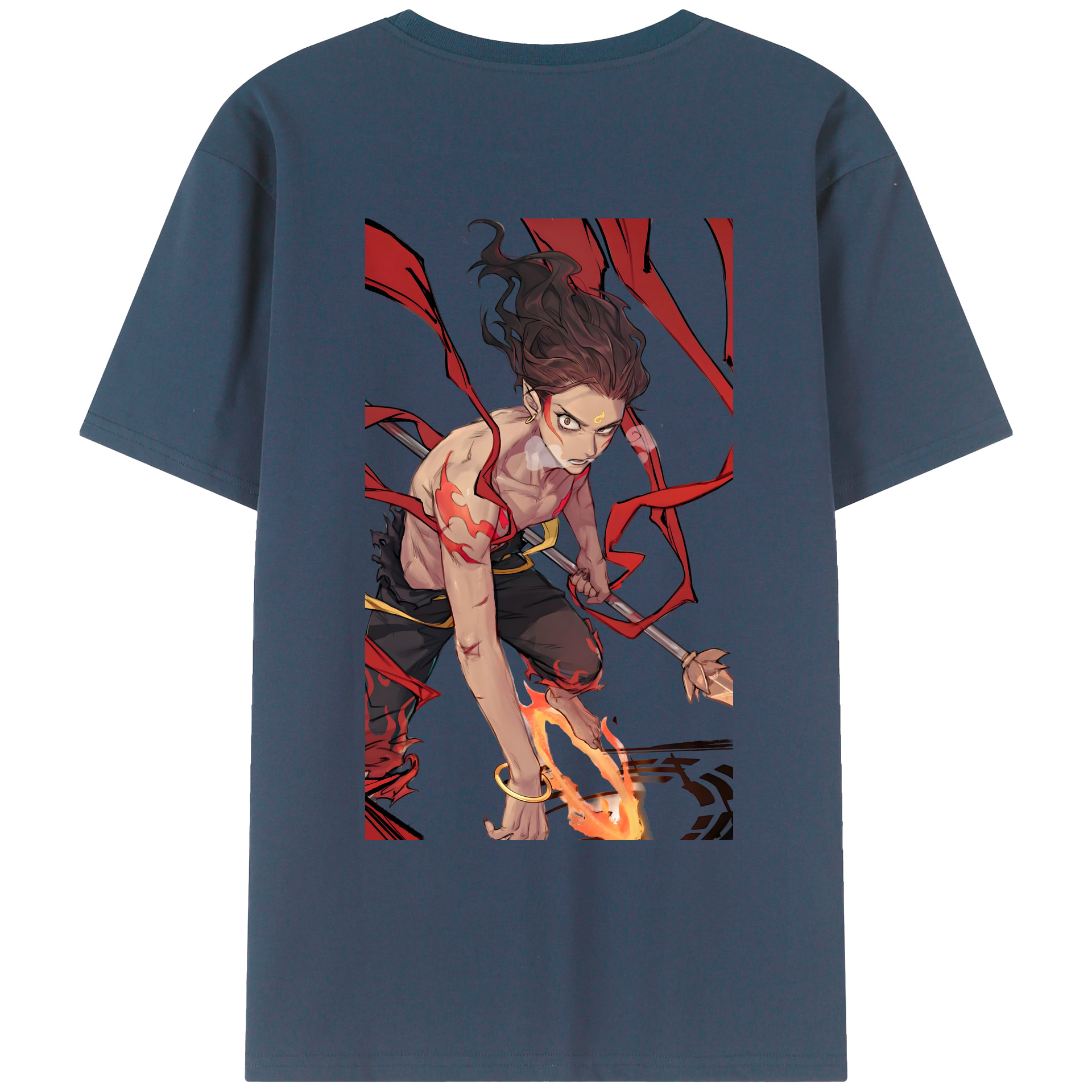 （画像用） Ne Zha 2 ナタ 魔童の大暴れ 綿100％ メンズ半袖Tシャツ（バックプリント） 通気性