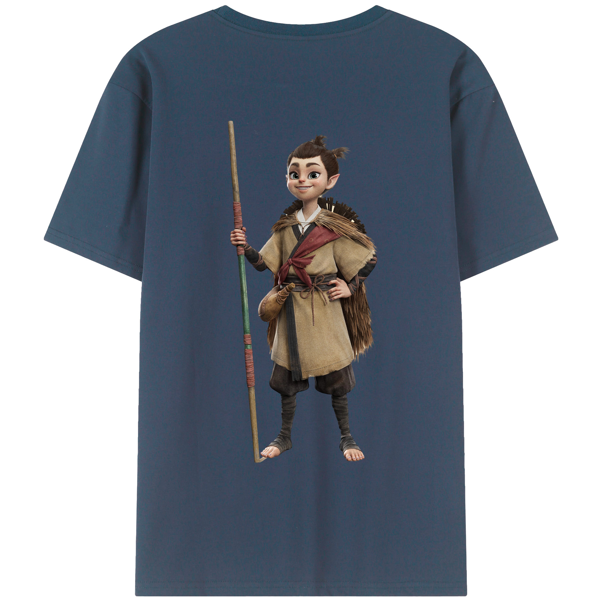 （画像用） Ne Zha 2 ナタ 魔童の大暴れ 綿100％ メンズ半袖Tシャツ（バックプリント） 通気性