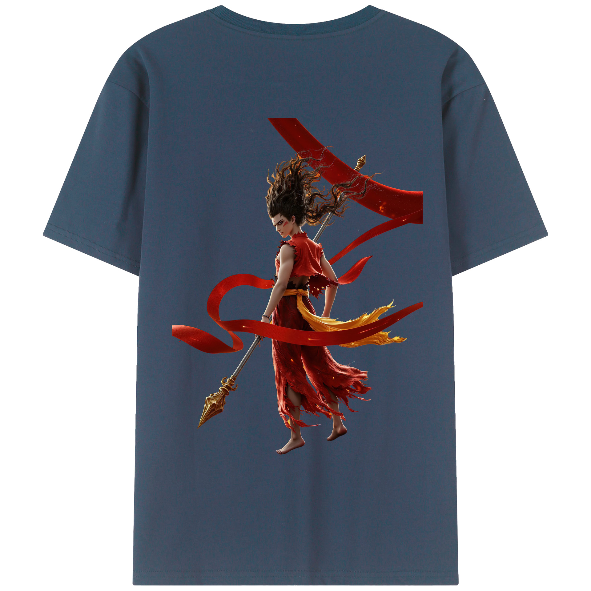 （画像用） Ne Zha 2 ナタ 魔童の大暴れ 綿100％ メンズ半袖Tシャツ（バックプリント） 通気性