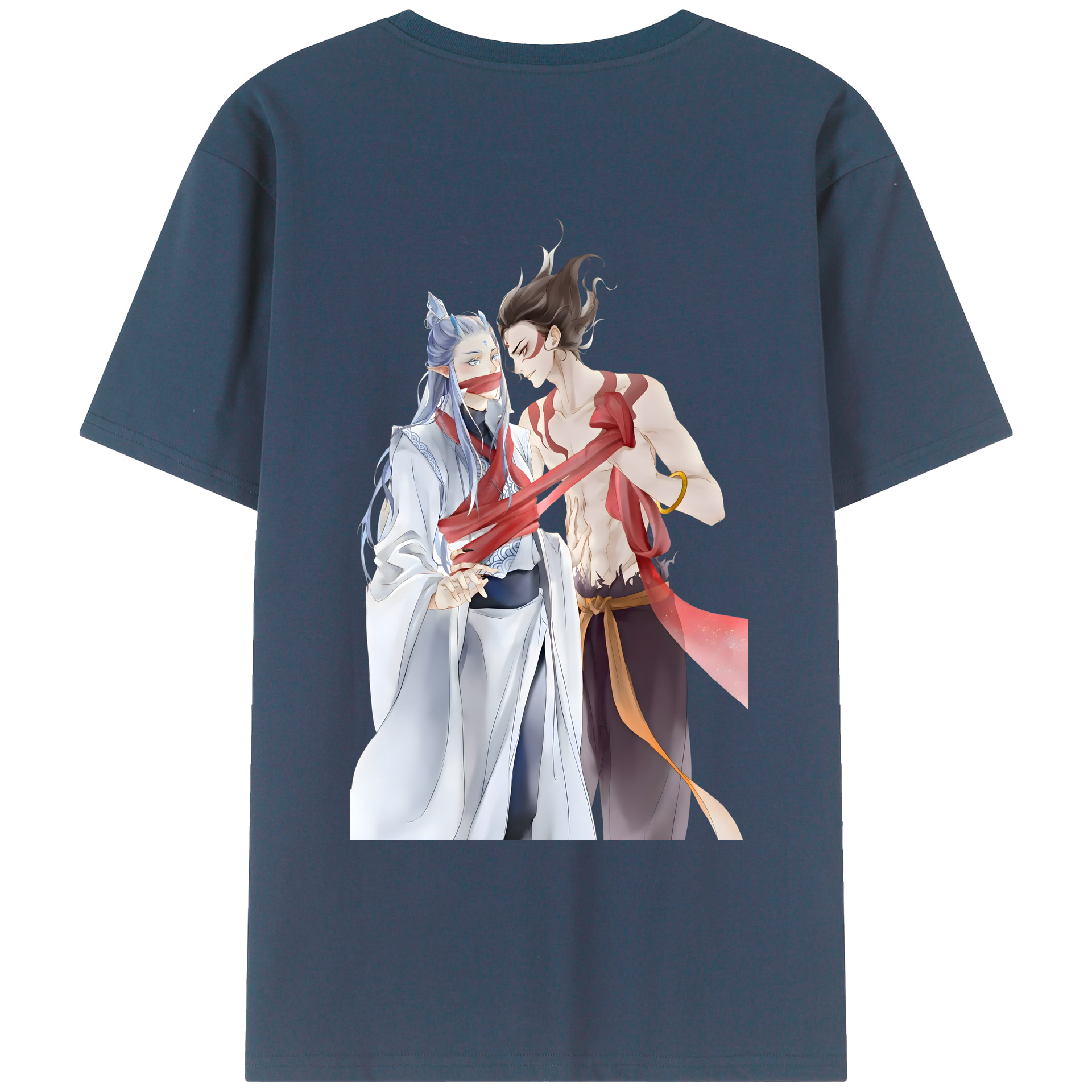 （画像用） Ne Zha 2 ナタ 魔童の大暴れ 綿100％ メンズ半袖Tシャツ（バックプリント） 通気性