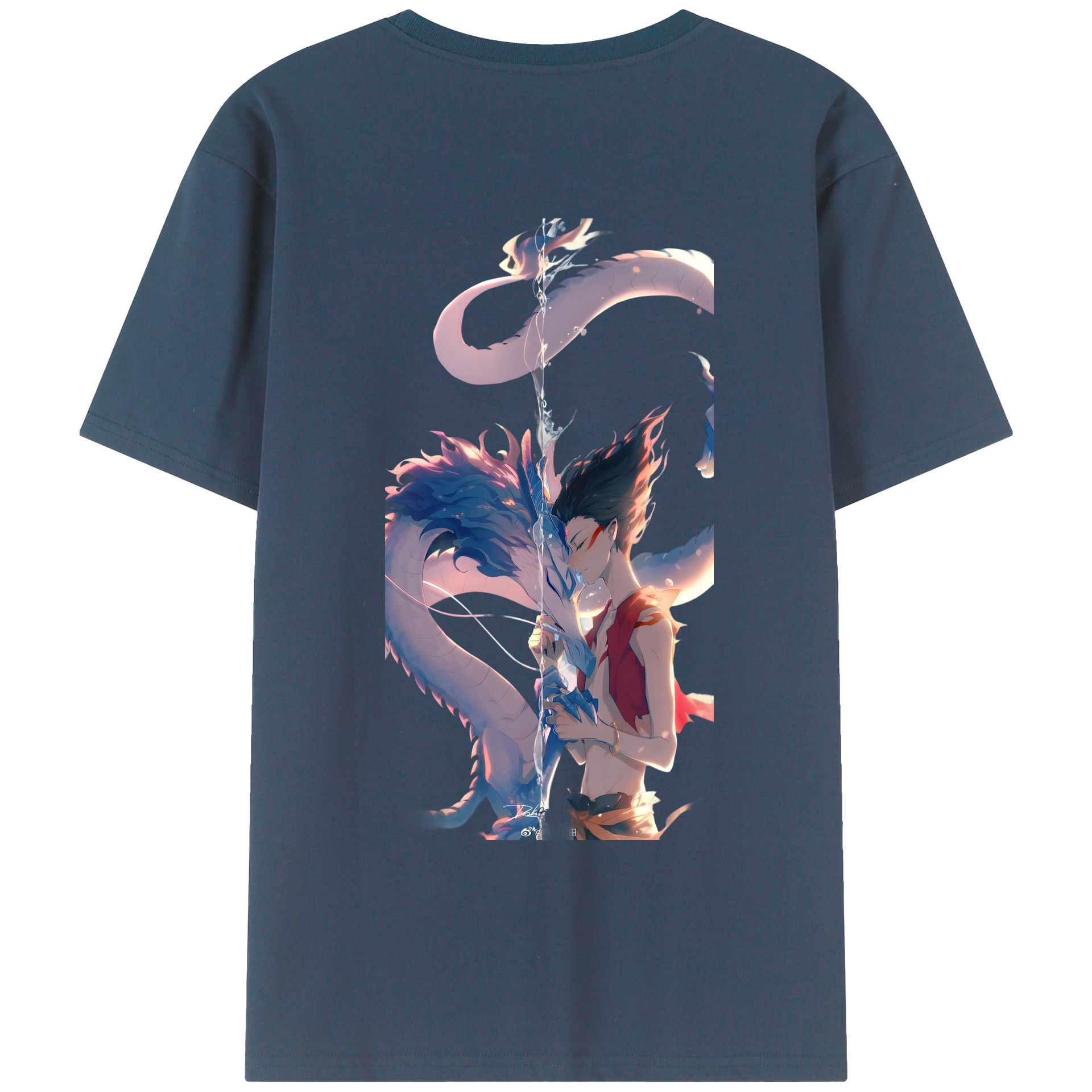 （画像用） Ne Zha 2 ナタ 魔童の大暴れ 綿100％ メンズ半袖Tシャツ（バックプリント） 通気性
