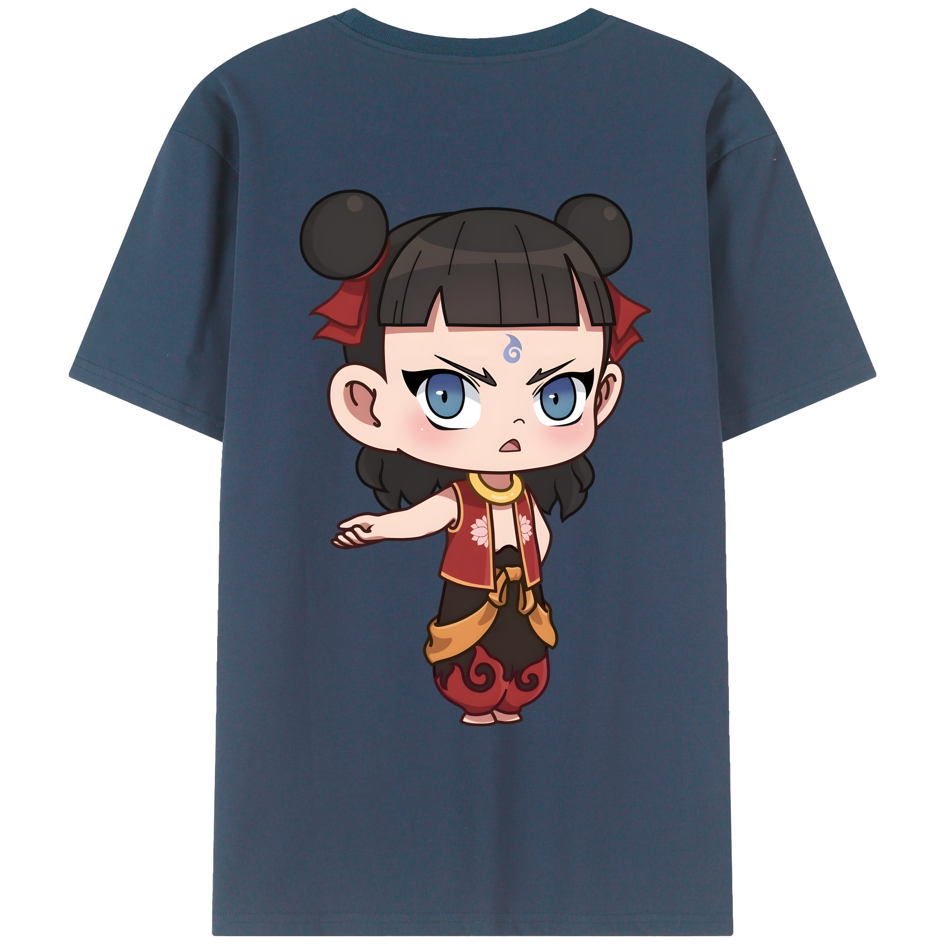（画像用） Ne Zha 2 ナタ 魔童の大暴れ 綿100％ メンズ半袖Tシャツ（バックプリント） 通気性