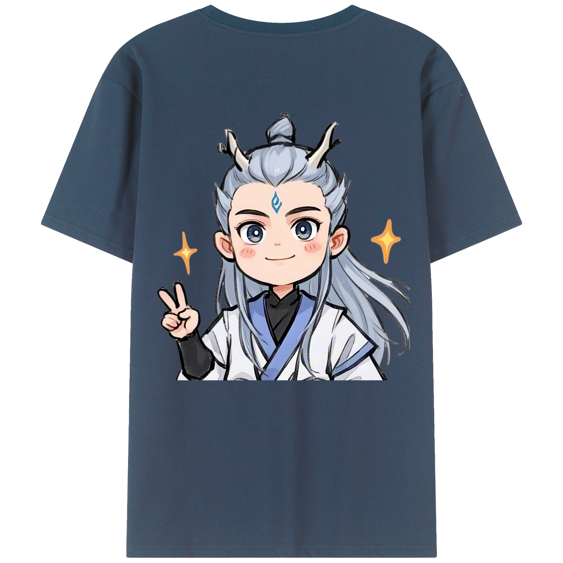 （画像用） Ne Zha 2 ナタ 魔童の大暴れ 綿100％ メンズ半袖Tシャツ（バックプリント） 通気性