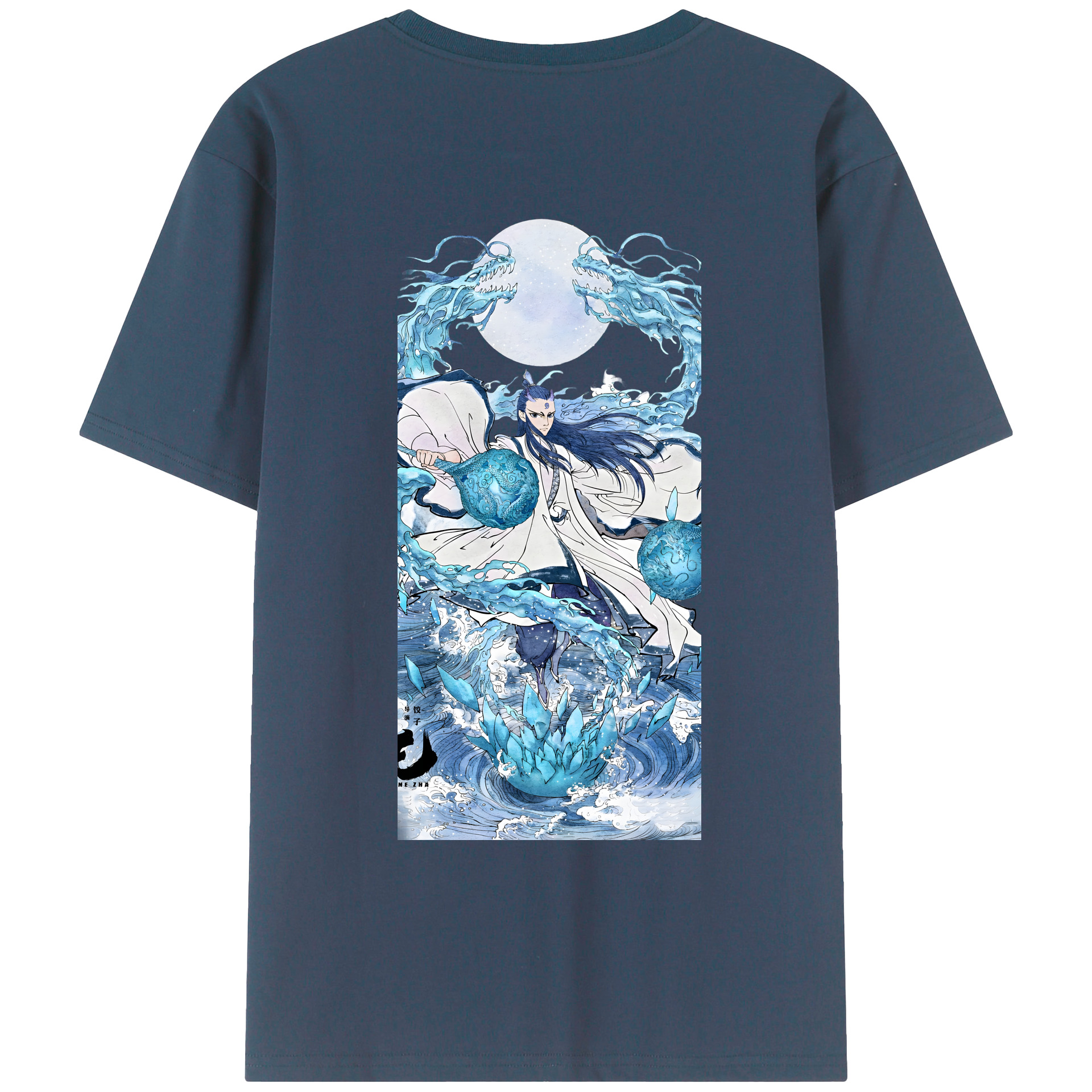 （画像用） Ne Zha 2 ナタ 魔童の大暴れ 綿100％ メンズ半袖Tシャツ（バックプリント） 通気性