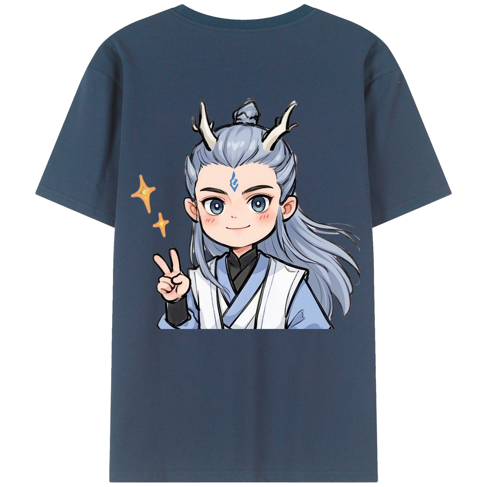 （画像用） Ne Zha 2 ナタ 魔童の大暴れ 綿100％ メンズ半袖Tシャツ（バックプリント） 通気性