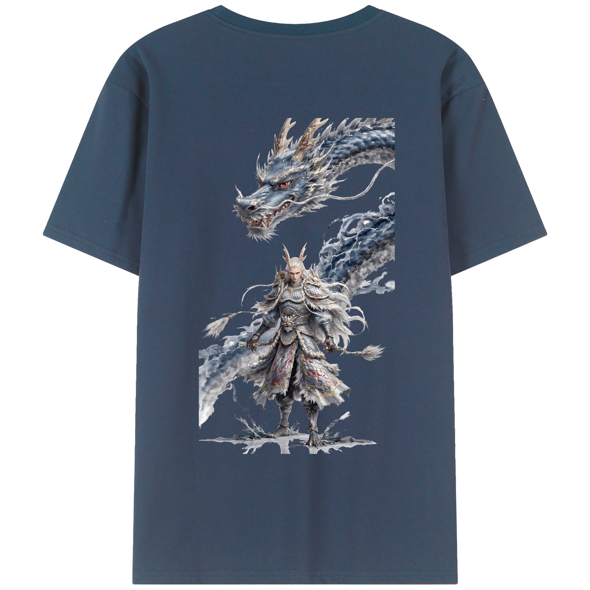 （画像用） Ne Zha 2 ナタ 魔童の大暴れ 綿100％ メンズ半袖Tシャツ（バックプリント） 通気性