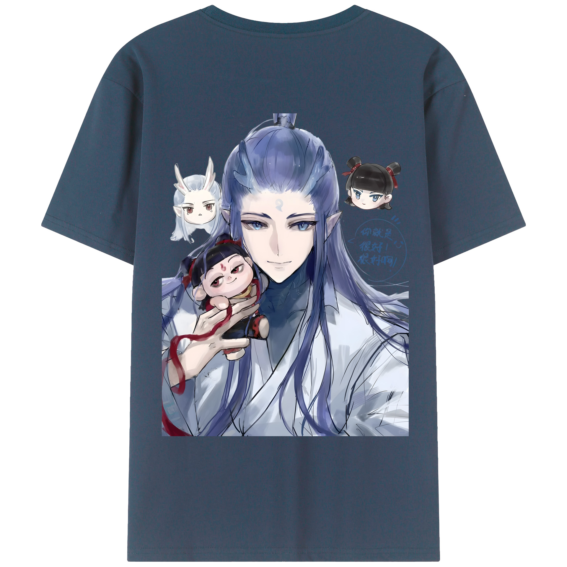 （画像用） Ne Zha 2 ナタ 魔童の大暴れ 綿100％ メンズ半袖Tシャツ（バックプリント） 通気性