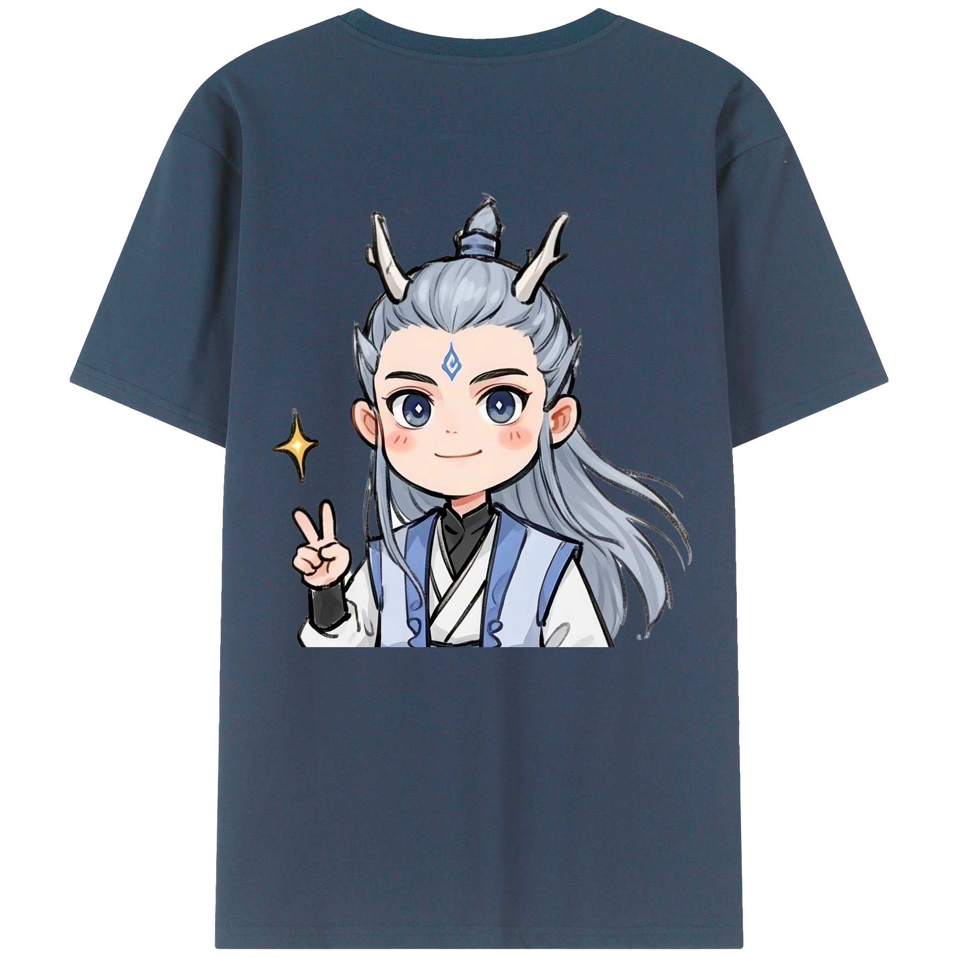 （画像用） Ne Zha 2 ナタ 魔童の大暴れ 綿100％ メンズ半袖Tシャツ（バックプリント） 通気性