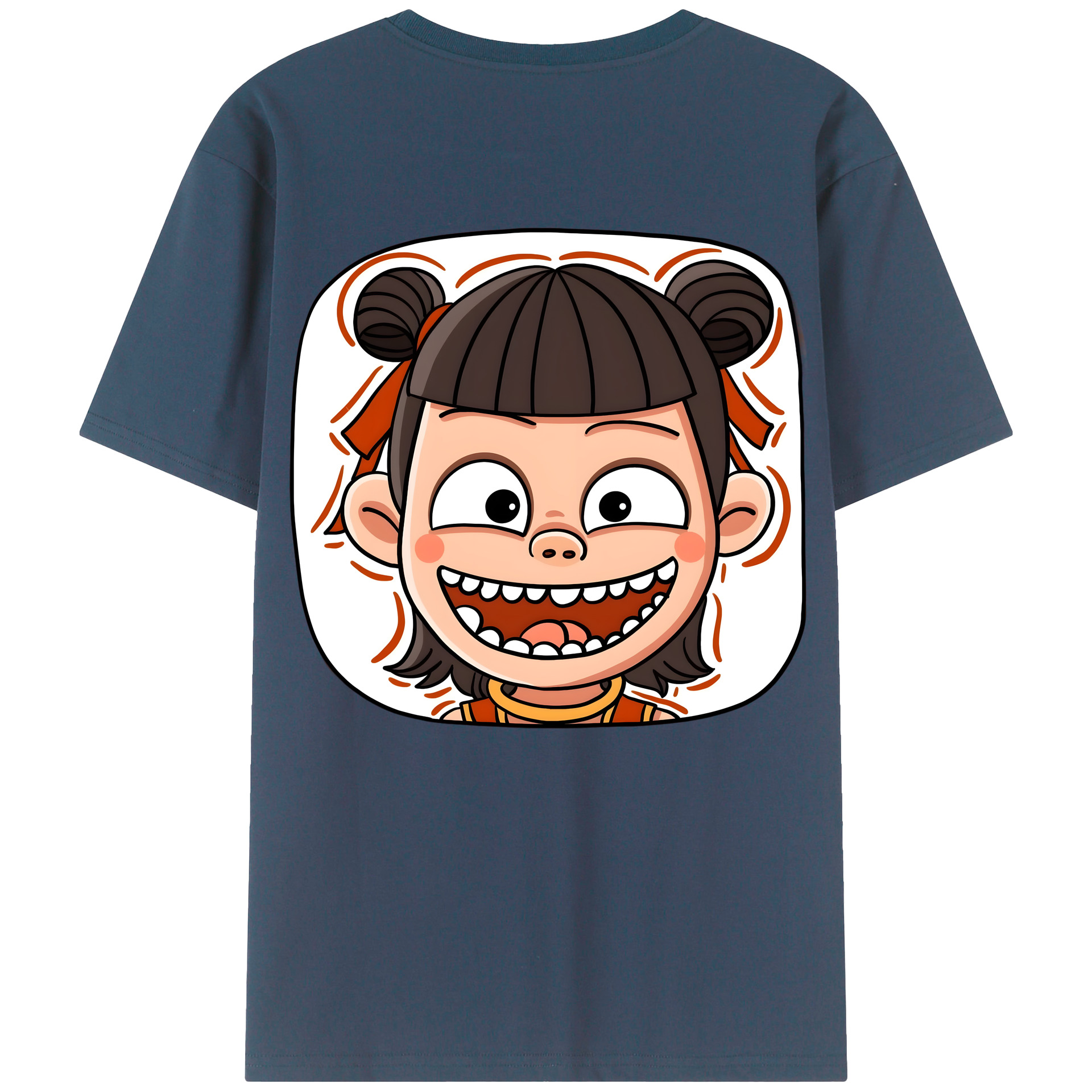 （画像用） Ne Zha 2 ナタ 魔童の大暴れ 綿100％ メンズ半袖Tシャツ（バックプリント） 通気性