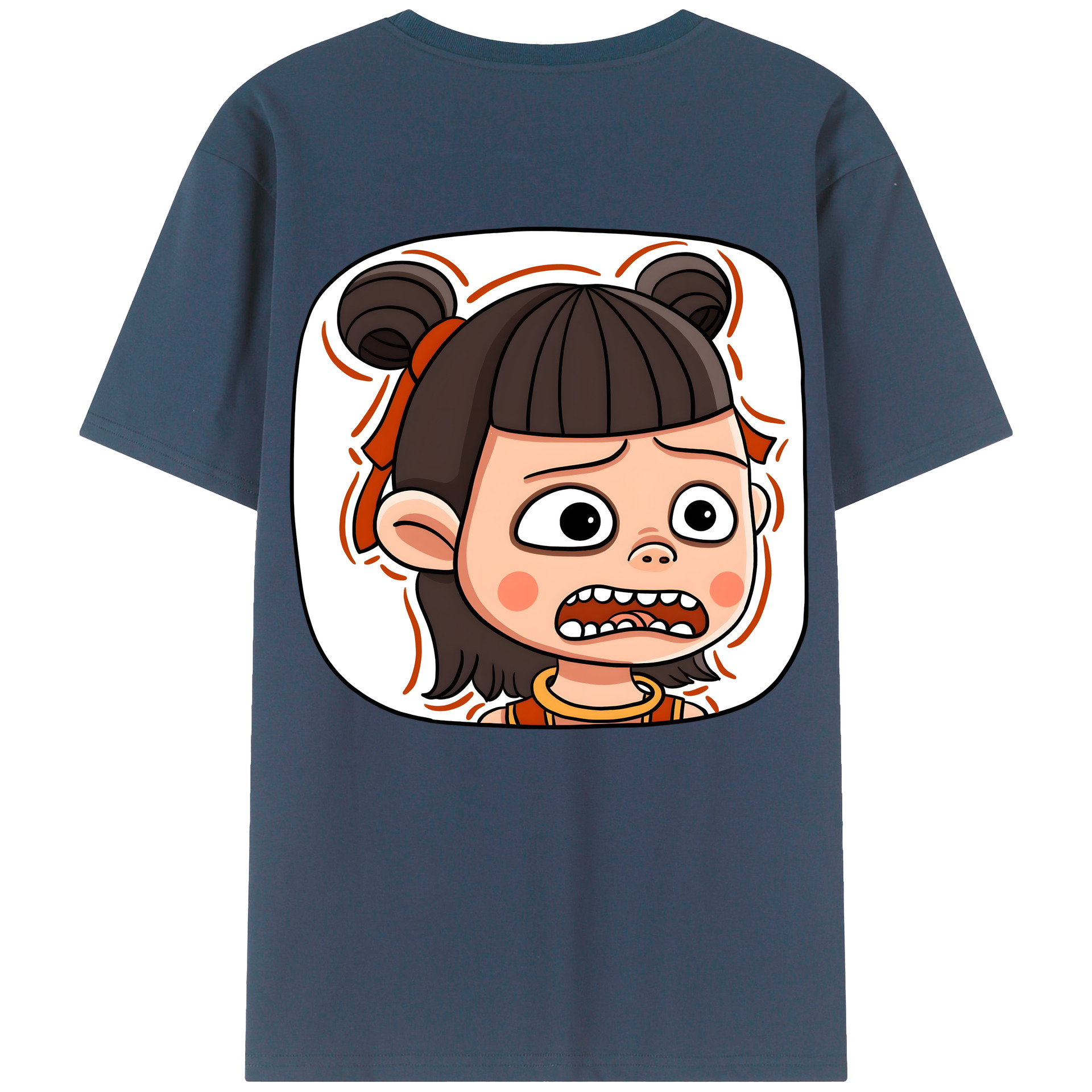 （画像用） Ne Zha 2 ナタ 魔童の大暴れ 綿100％ メンズ半袖Tシャツ（バックプリント） 通気性