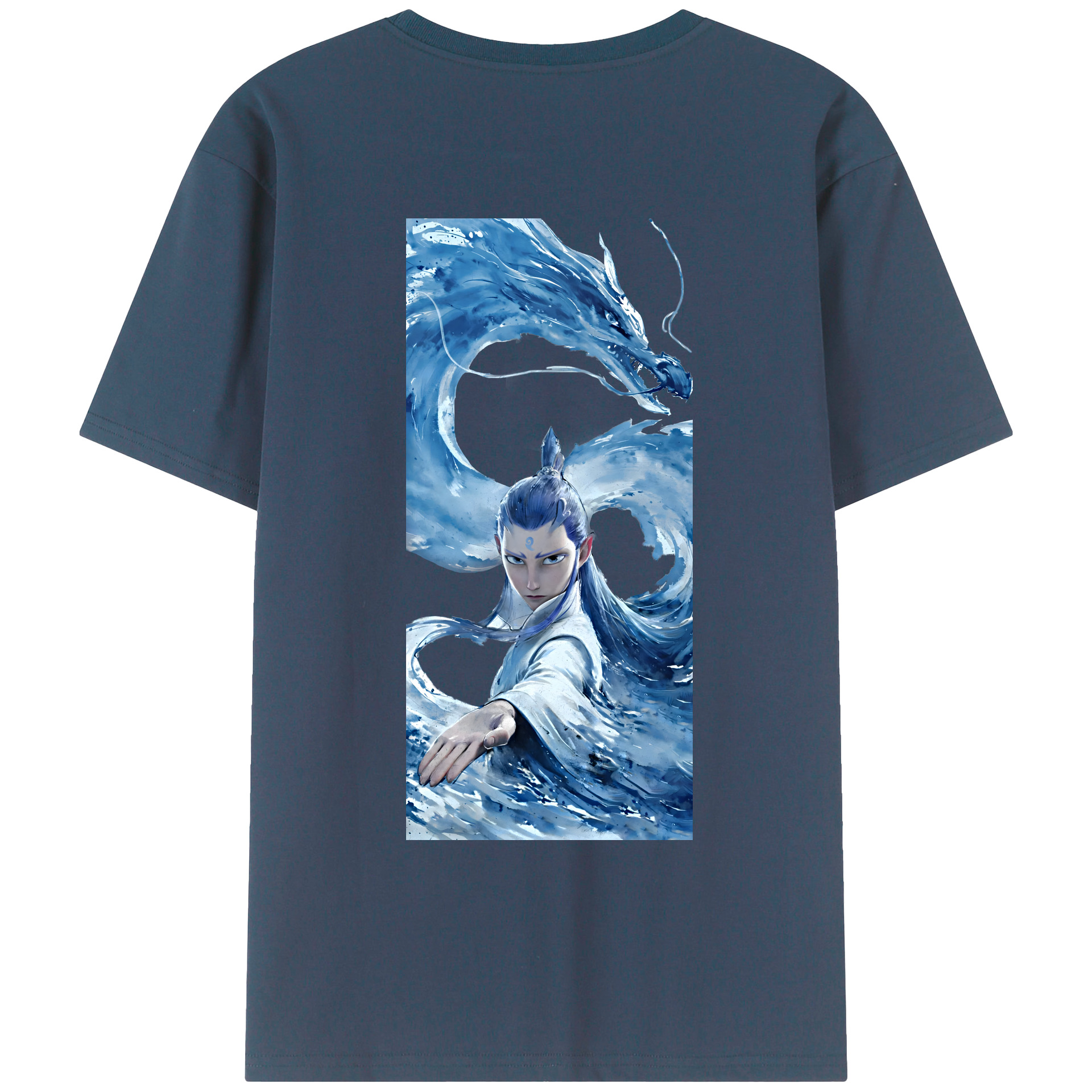 （画像用） Ne Zha 2 ナタ 魔童の大暴れ 綿100％ メンズ半袖Tシャツ（バックプリント） 通気性