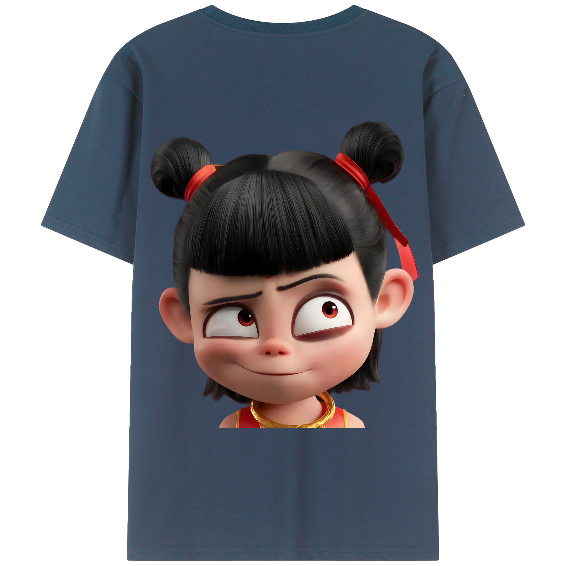 （画像用） Ne Zha 2 ナタ 魔童の大暴れ 綿100％ メンズ半袖Tシャツ（バックプリント） 通気性