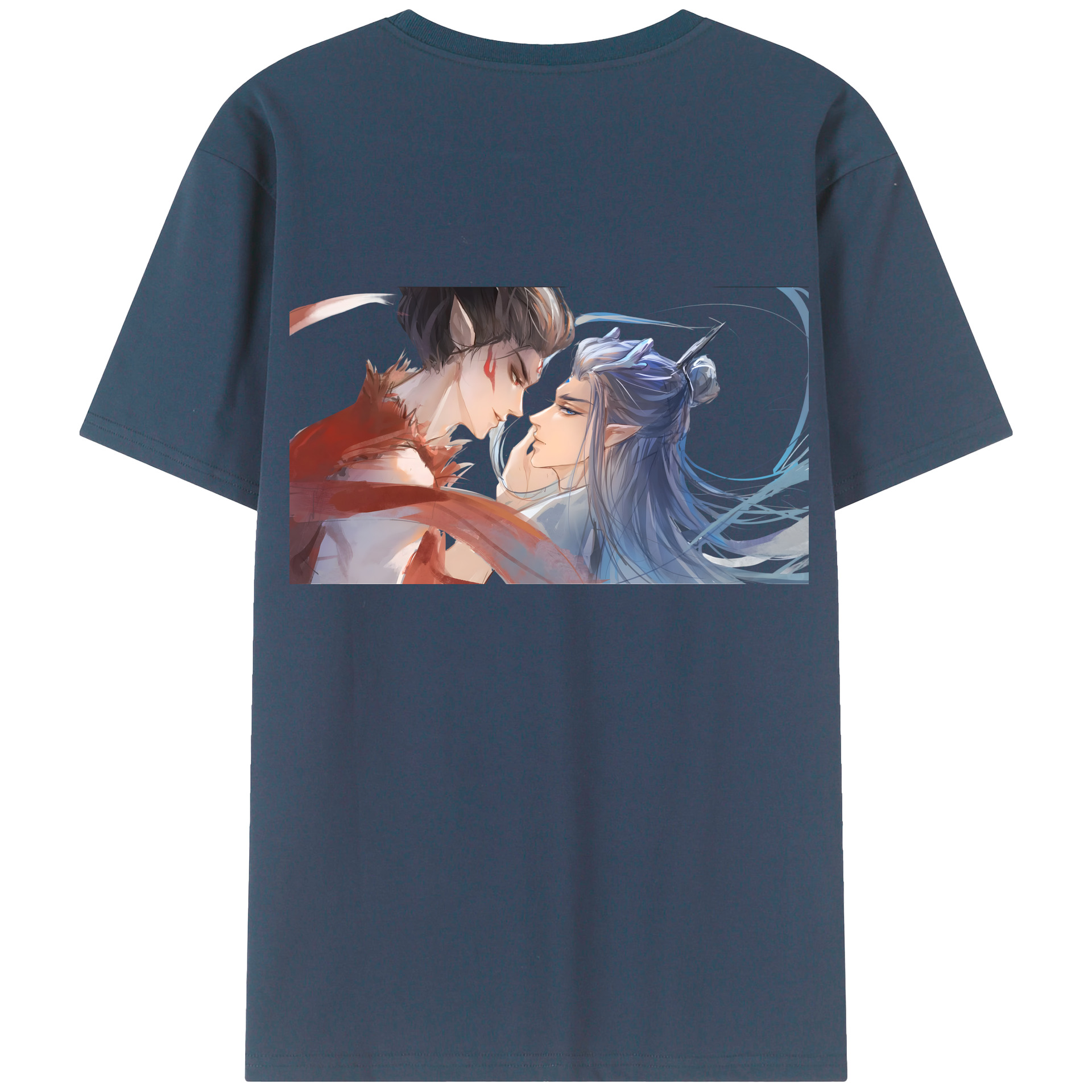 （画像用） Ne Zha 2 ナタ 魔童の大暴れ 綿100％ メンズ半袖Tシャツ（バックプリント） 通気性