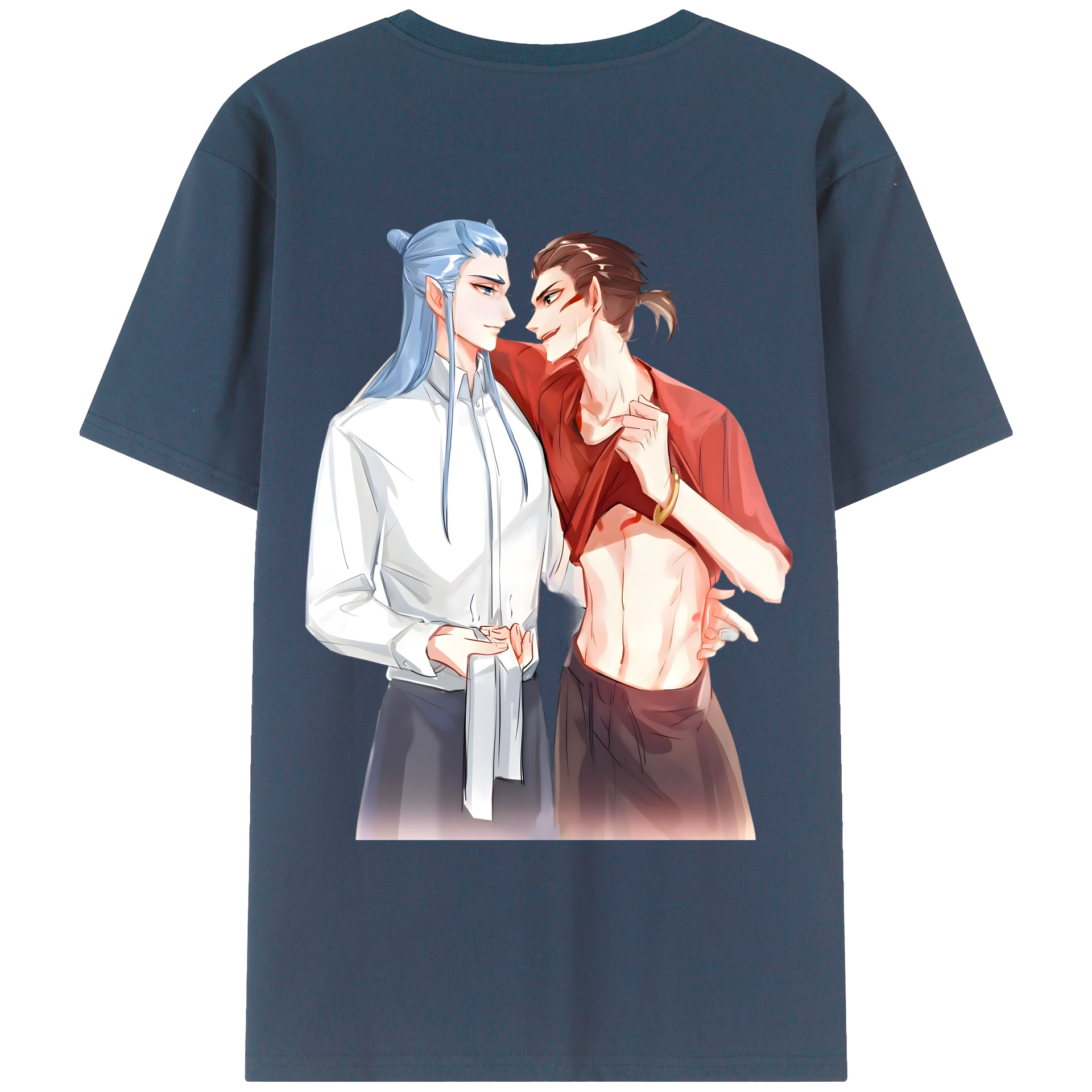 （画像用） Ne Zha 2 ナタ 魔童の大暴れ 綿100％ メンズ半袖Tシャツ（バックプリント） 通気性