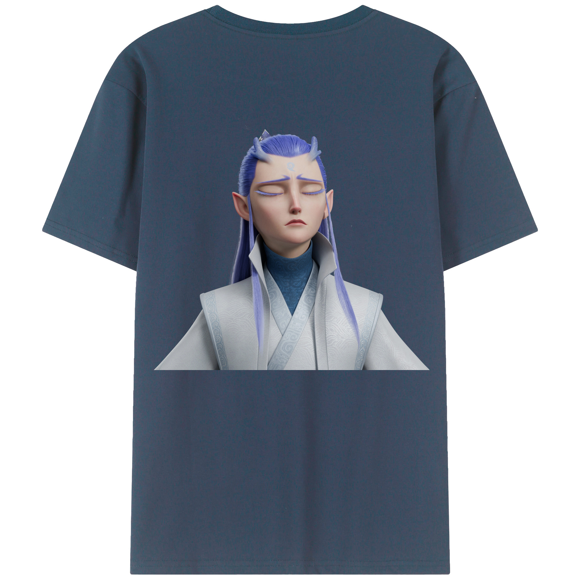 （画像用） Ne Zha 2 ナタ 魔童の大暴れ 綿100％ メンズ半袖Tシャツ（バックプリント） 通気性