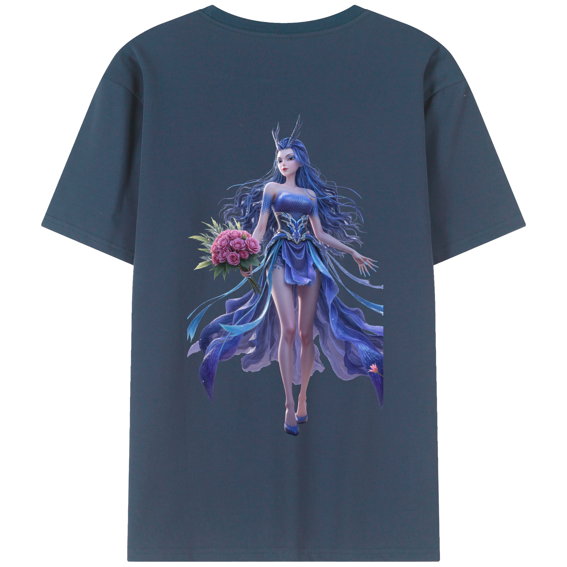 （画像用） Ne Zha 2 ナタ 魔童の大暴れ 綿100％ メンズ半袖Tシャツ（バックプリント） 通気性