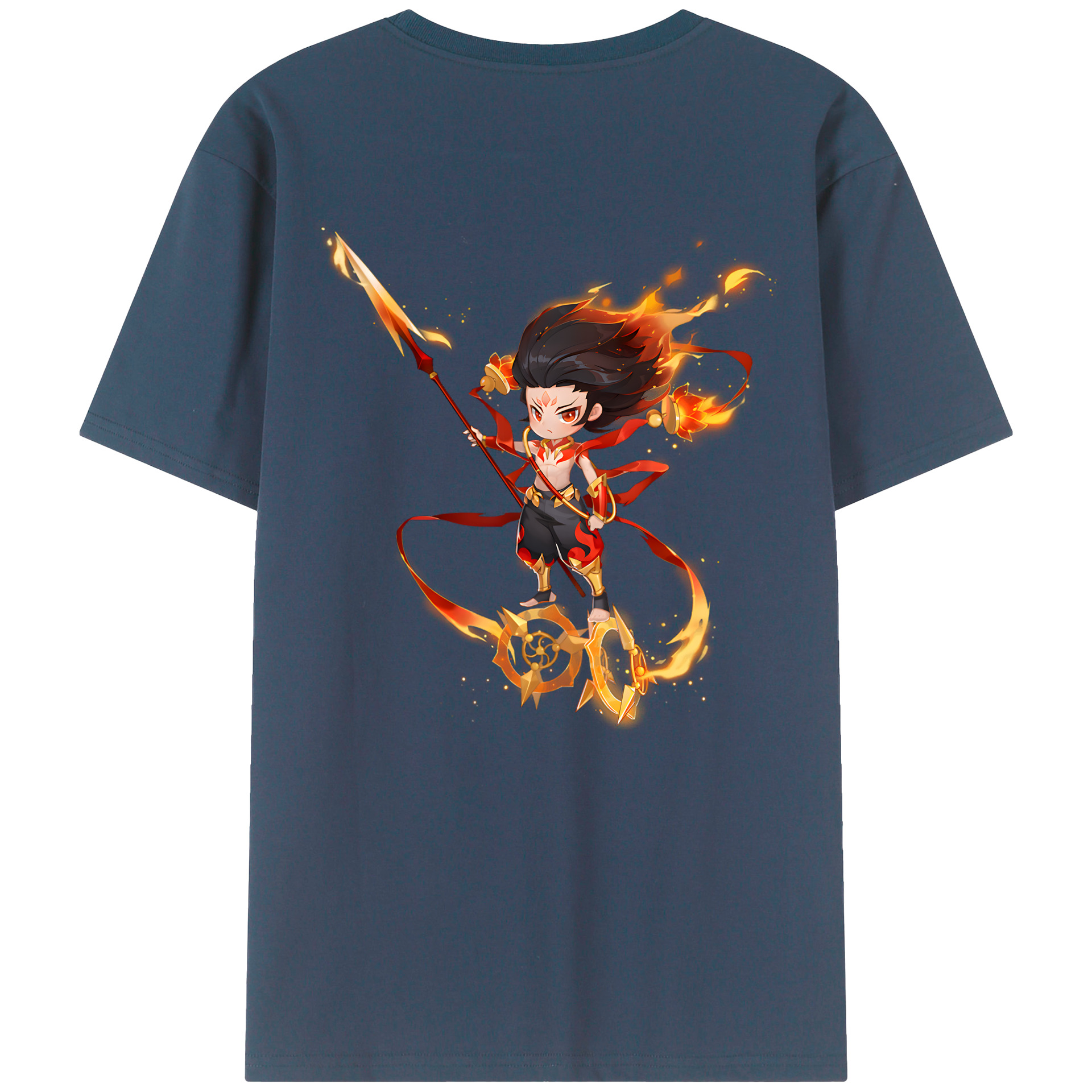 （画像用） Ne Zha 2 ナタ 魔童の大暴れ 綿100％ メンズ半袖Tシャツ（バックプリント） 通気性