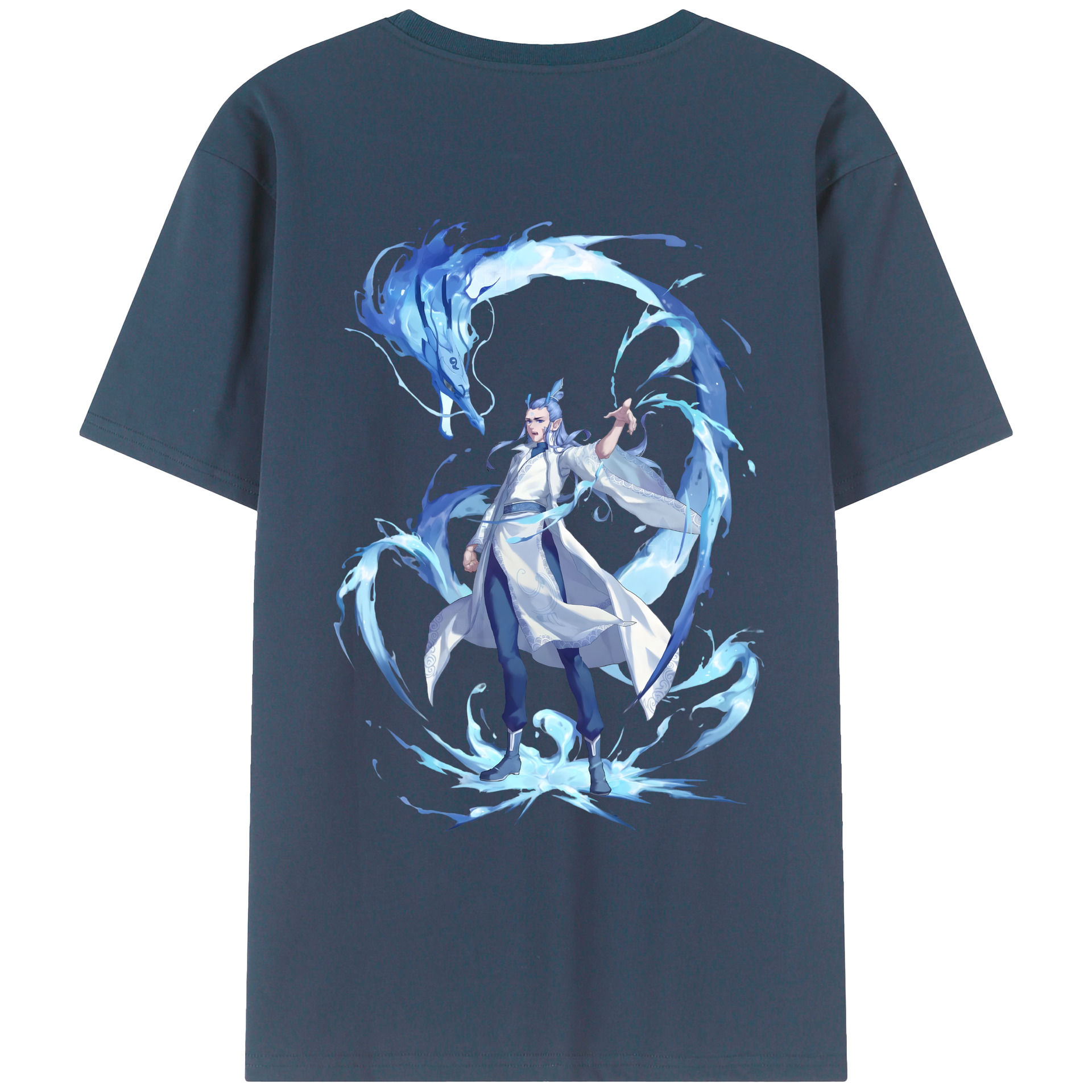 （画像用） Ne Zha 2 ナタ 魔童の大暴れ 綿100％ メンズ半袖Tシャツ（バックプリント） 通気性
