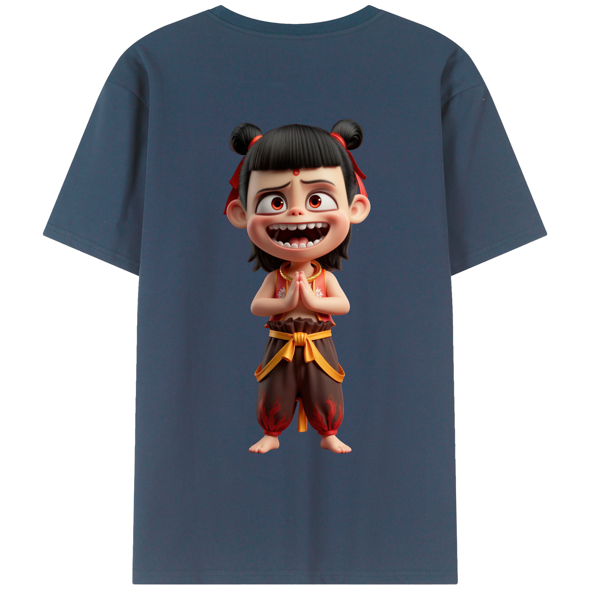（画像用） Ne Zha 2 ナタ 魔童の大暴れ 綿100％ メンズ半袖Tシャツ（バックプリント） 通気性