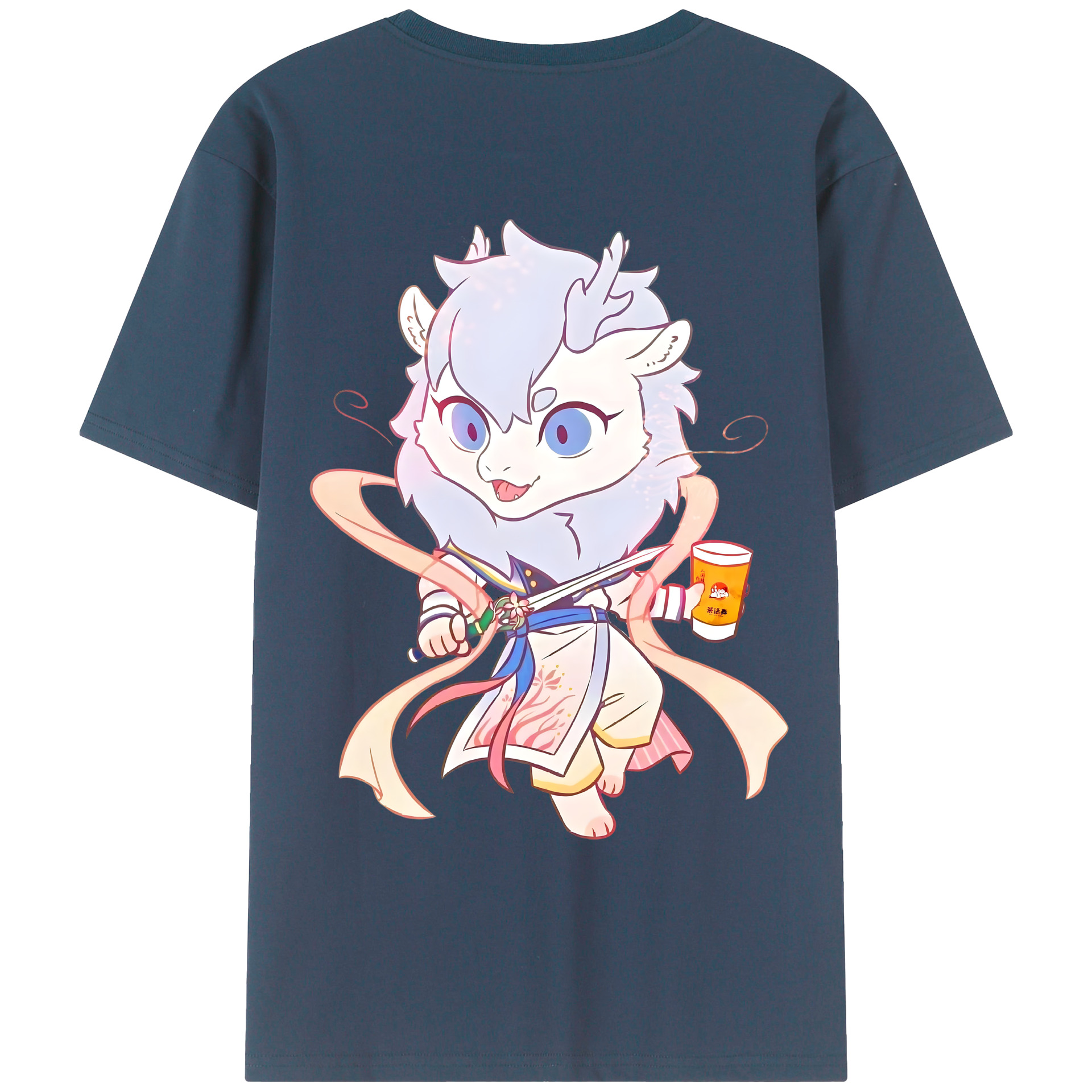 （画像用） Ne Zha 2 ナタ 魔童の大暴れ 綿100％ メンズ半袖Tシャツ（バックプリント） 通気性