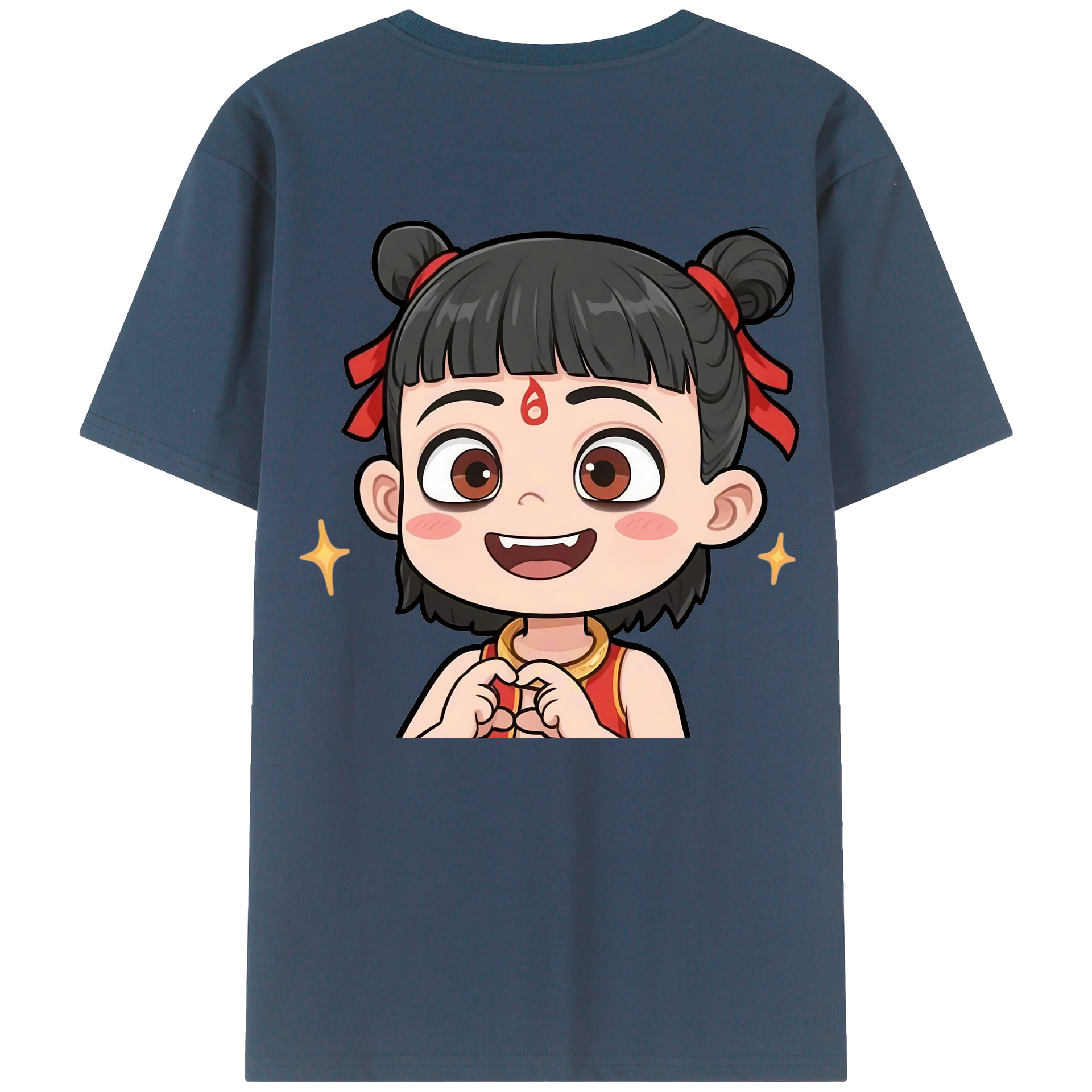 （画像用） Ne Zha 2 ナタ 魔童の大暴れ 綿100％ メンズ半袖Tシャツ（バックプリント） 通気性