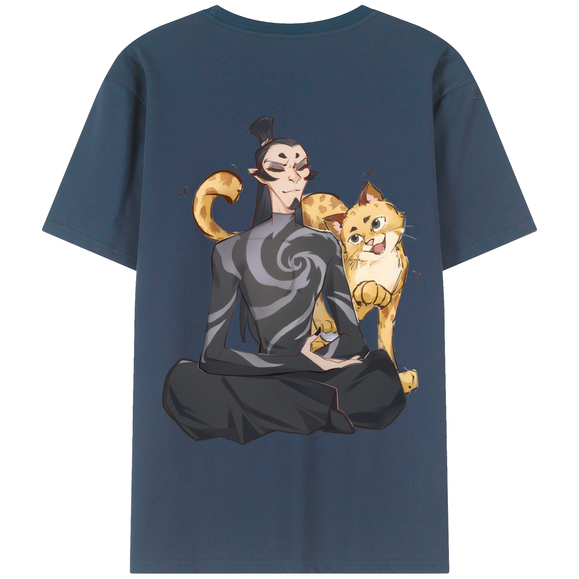 （画像用） Ne Zha 2 ナタ 魔童の大暴れ 綿100％ メンズ半袖Tシャツ（バックプリント） 通気性