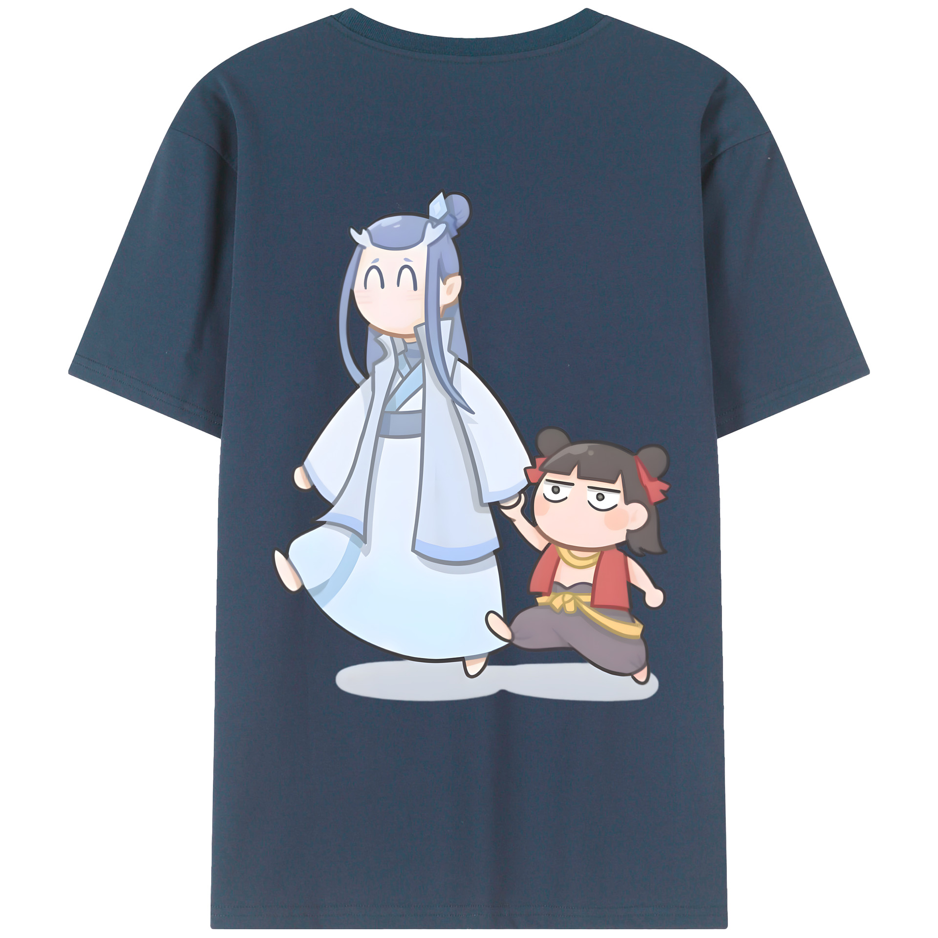 （画像用） Ne Zha 2 ナタ 魔童の大暴れ 綿100％ メンズ半袖Tシャツ（バックプリント） 通気性