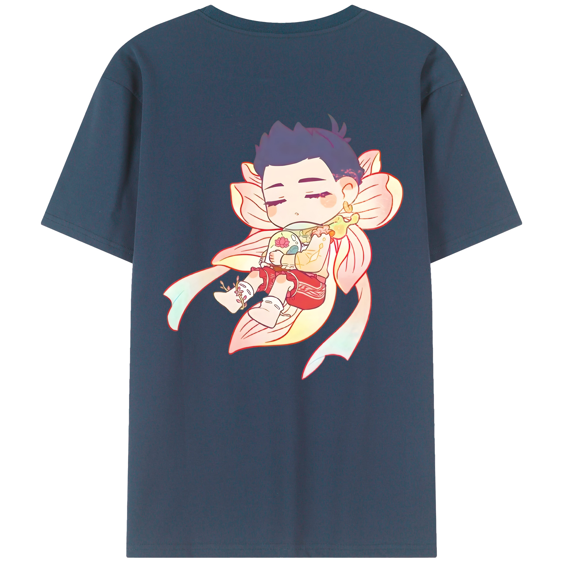 （画像用） Ne Zha 2 ナタ 魔童の大暴れ 綿100％ メンズ半袖Tシャツ（バックプリント） 通気性