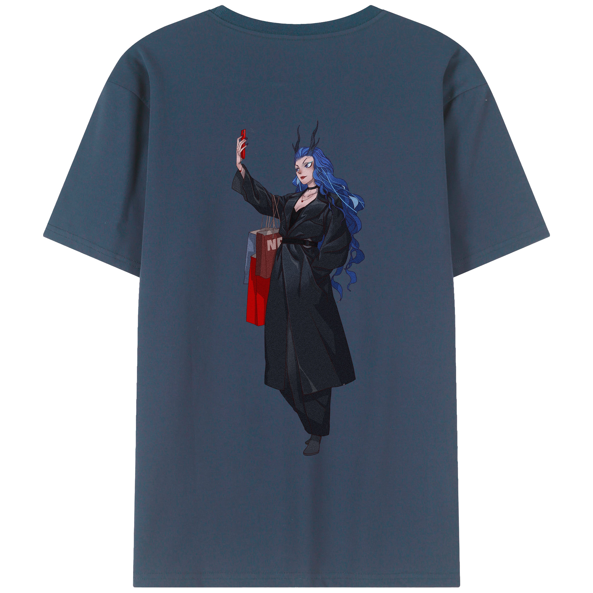 （画像用） Ne Zha 2 ナタ 魔童の大暴れ 綿100％ メンズ半袖Tシャツ（バックプリント） 通気性