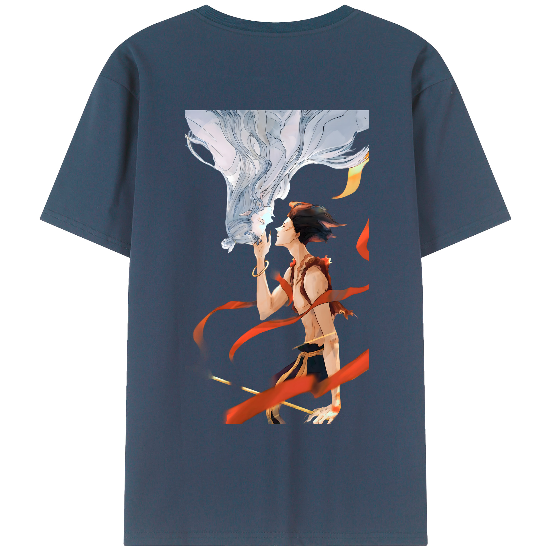 （画像用） Ne Zha 2 ナタ 魔童の大暴れ 綿100％ メンズ半袖Tシャツ（バックプリント） 通気性