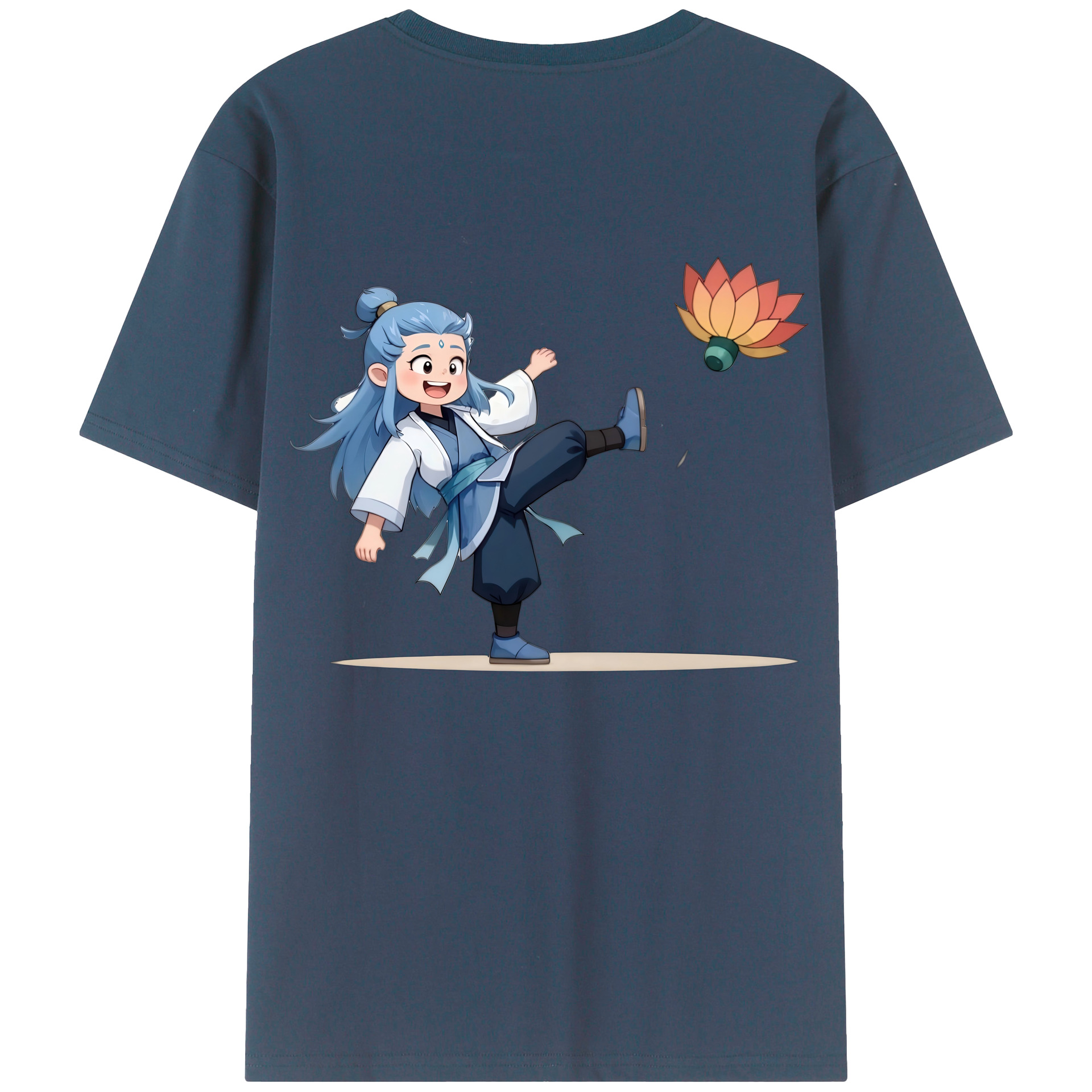 （画像用） Ne Zha 2 ナタ 魔童の大暴れ 綿100％ メンズ半袖Tシャツ（バックプリント） 通気性
