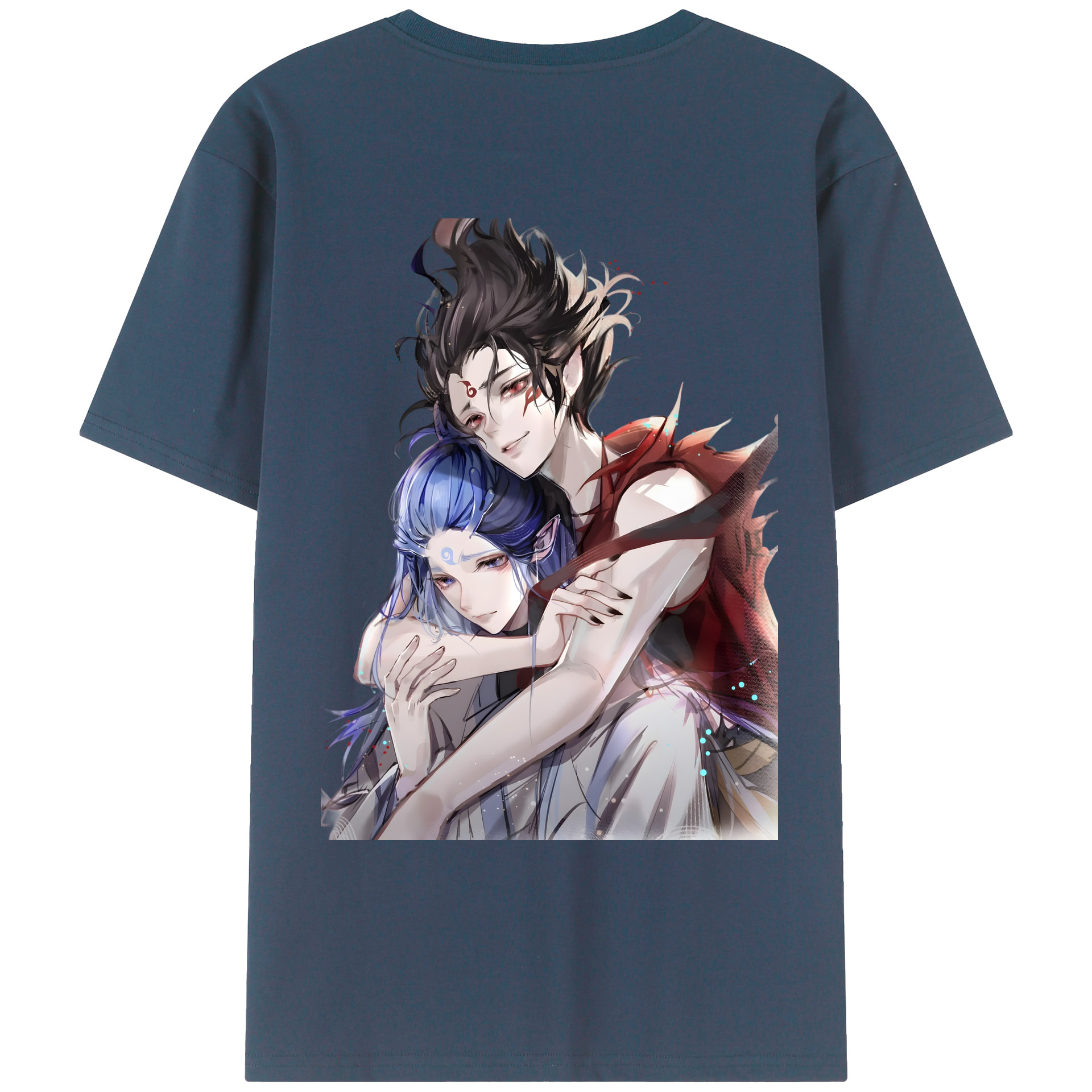 （画像用） Ne Zha 2 ナタ 魔童の大暴れ 綿100％ メンズ半袖Tシャツ（バックプリント） 通気性
