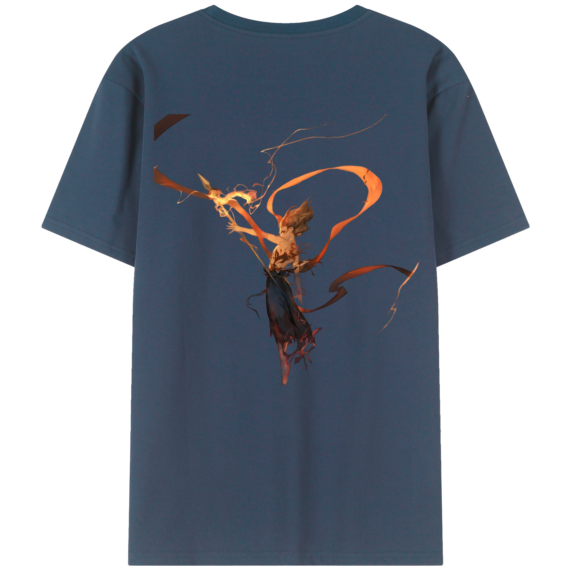 （画像用） Ne Zha 2 ナタ 魔童の大暴れ 綿100％ メンズ半袖Tシャツ（バックプリント） 通気性