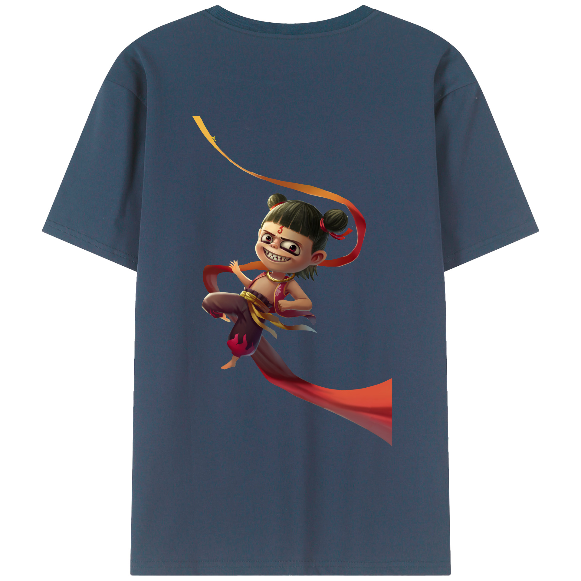 （画像用） Ne Zha 2 ナタ 魔童の大暴れ 綿100％ メンズ半袖Tシャツ（バックプリント） 通気性