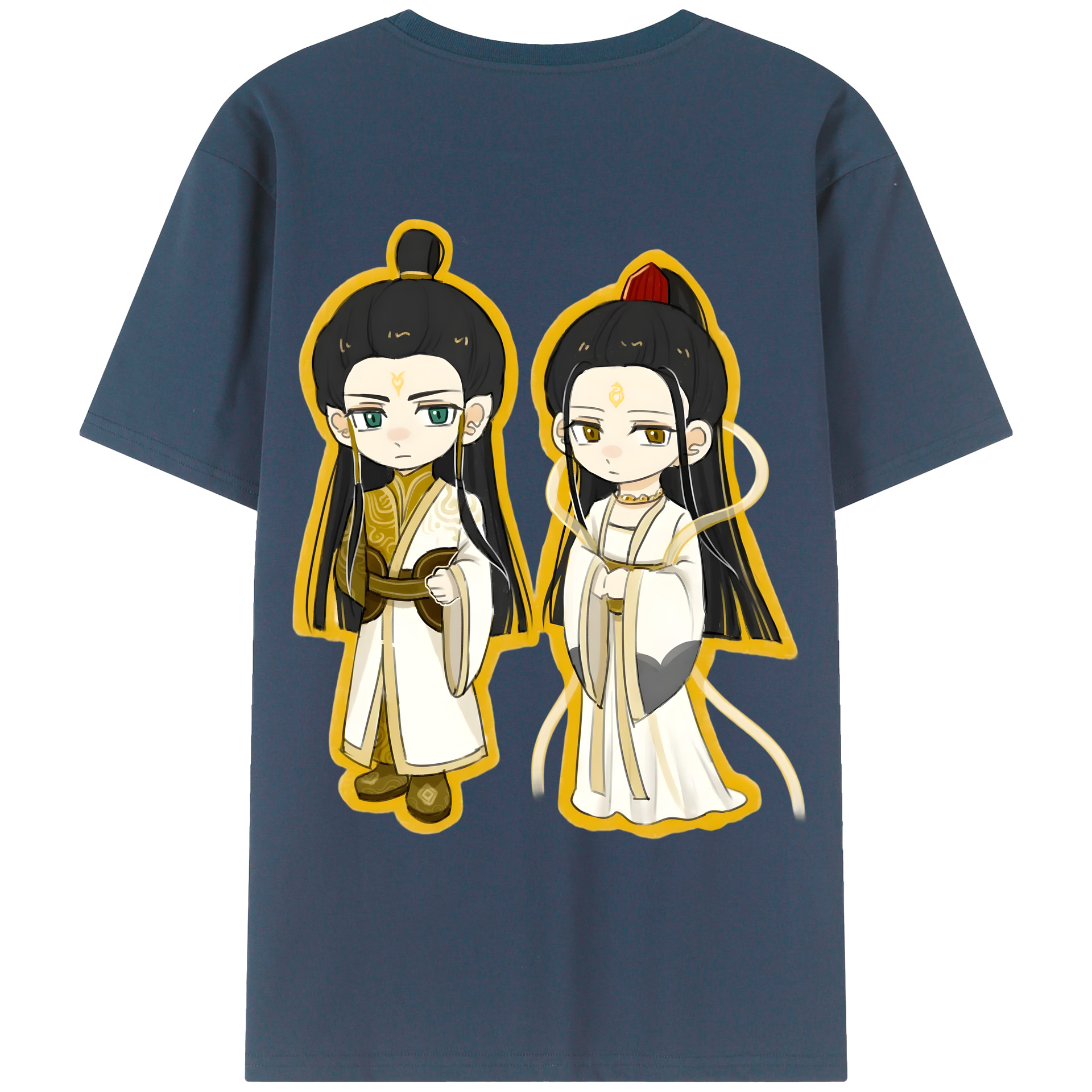 （画像用） Ne Zha 2 ナタ 魔童の大暴れ 綿100％ メンズ半袖Tシャツ（バックプリント） 通気性