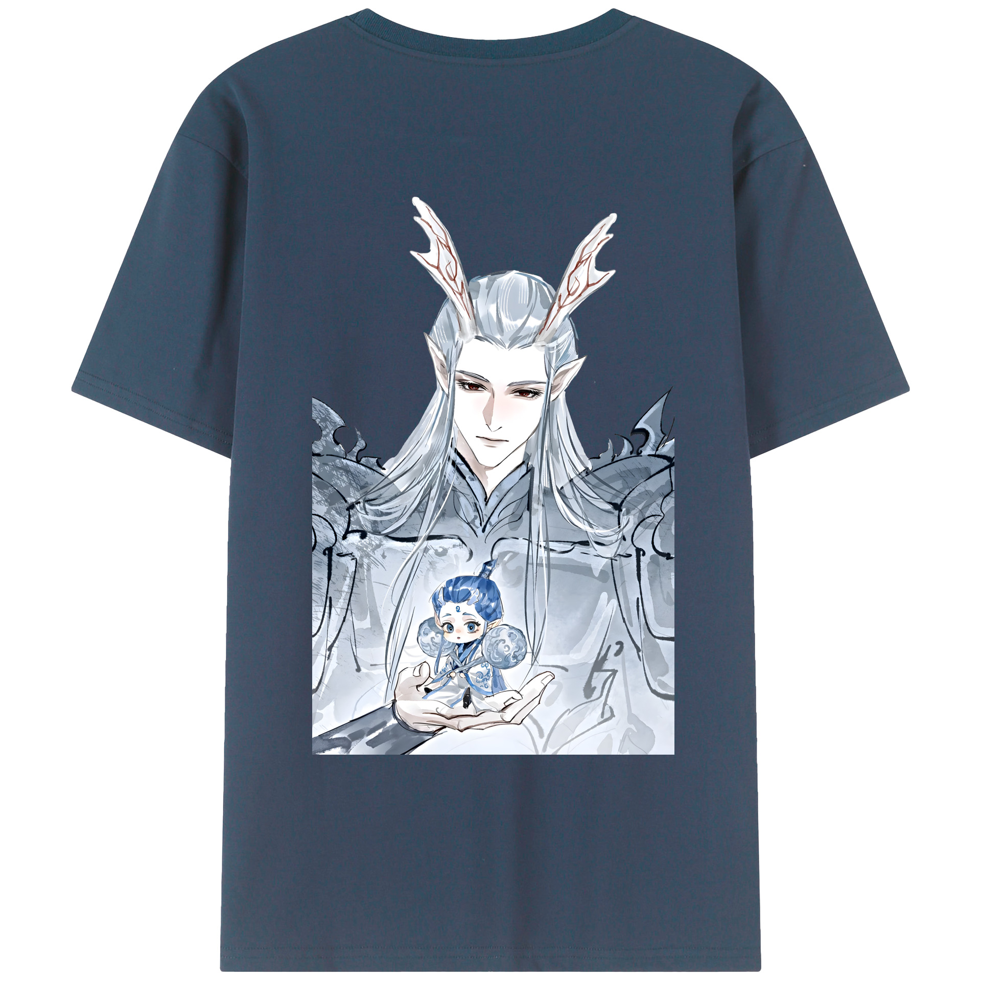 （画像用） Ne Zha 2 ナタ 魔童の大暴れ 綿100％ メンズ半袖Tシャツ（バックプリント） 通気性