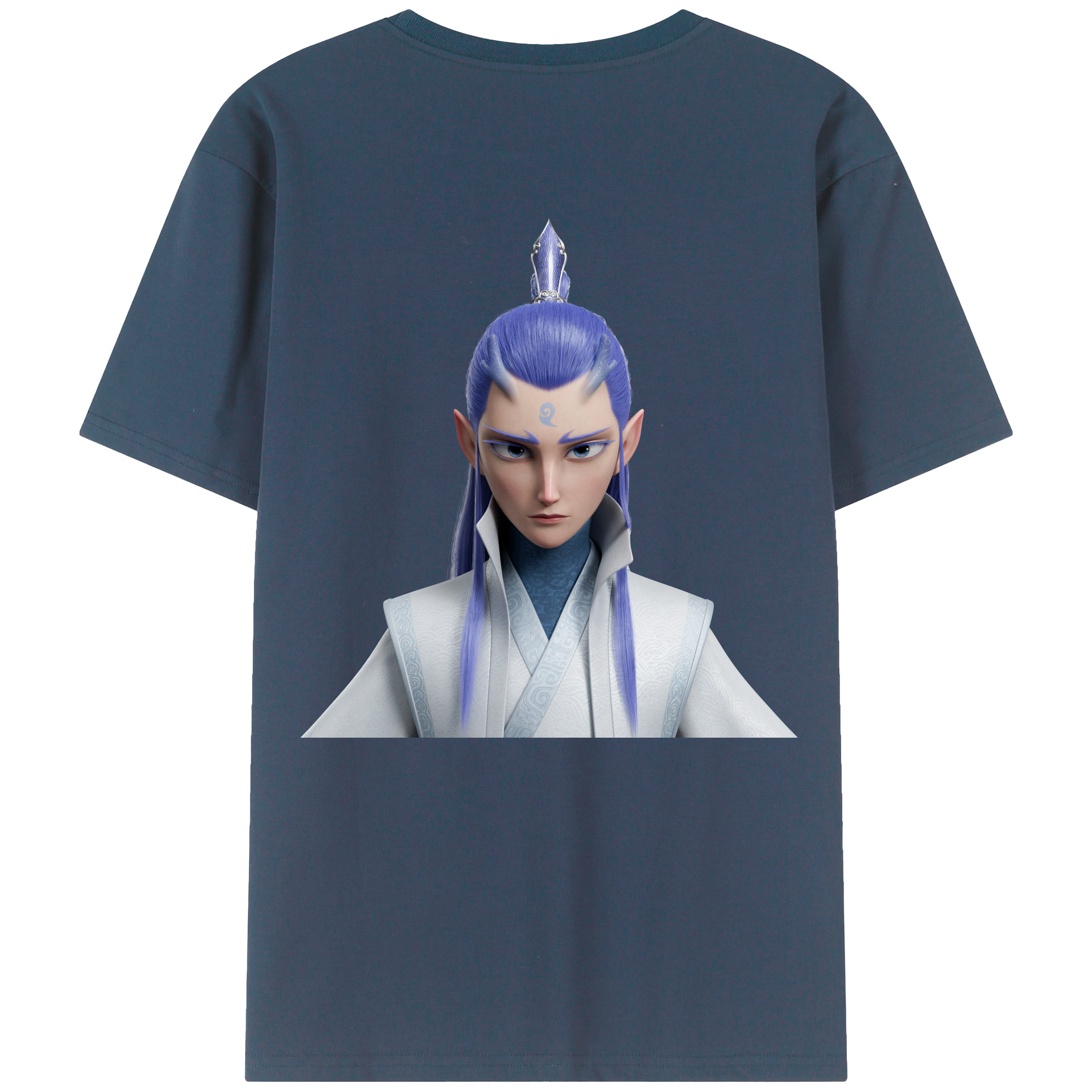 （画像用） Ne Zha 2 ナタ 魔童の大暴れ 綿100％ メンズ半袖Tシャツ（バックプリント） 通気性