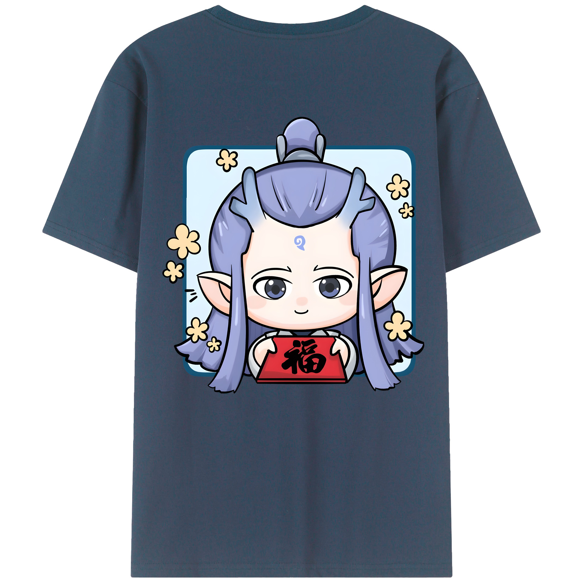 （画像用） Ne Zha 2 ナタ 魔童の大暴れ 綿100％ メンズ半袖Tシャツ（バックプリント） 通気性