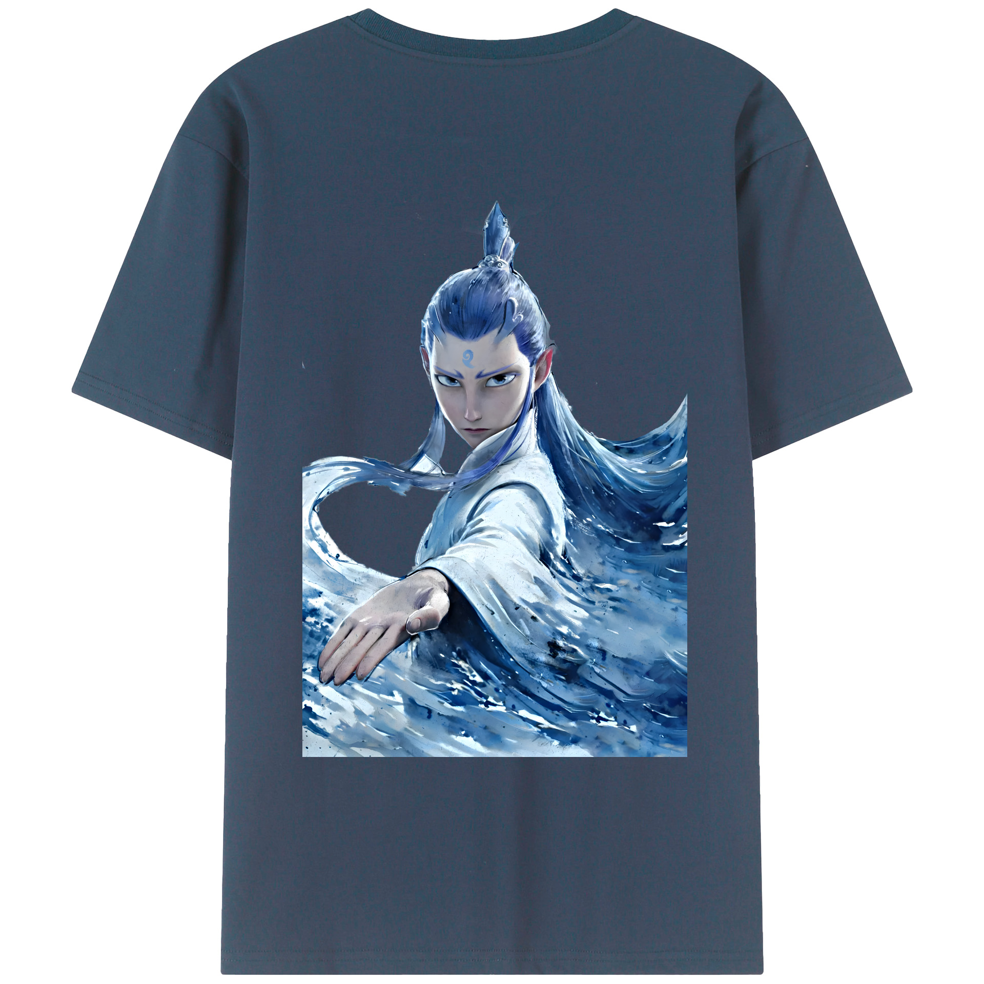 （画像用） Ne Zha 2 ナタ 魔童の大暴れ 綿100％ メンズ半袖Tシャツ（バックプリント） 通気性