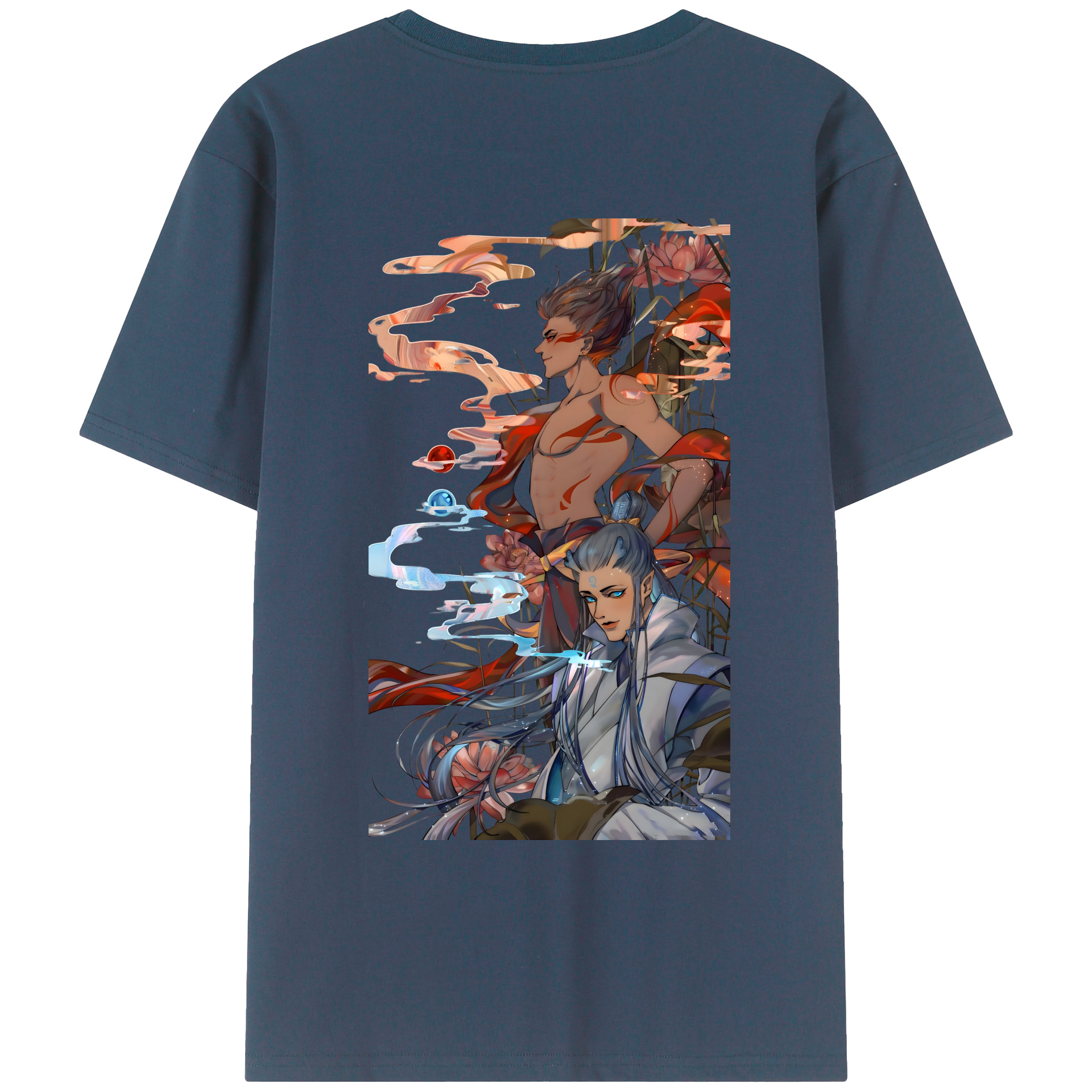 （画像用） Ne Zha 2 ナタ 魔童の大暴れ 綿100％ メンズ半袖Tシャツ（バックプリント） 通気性