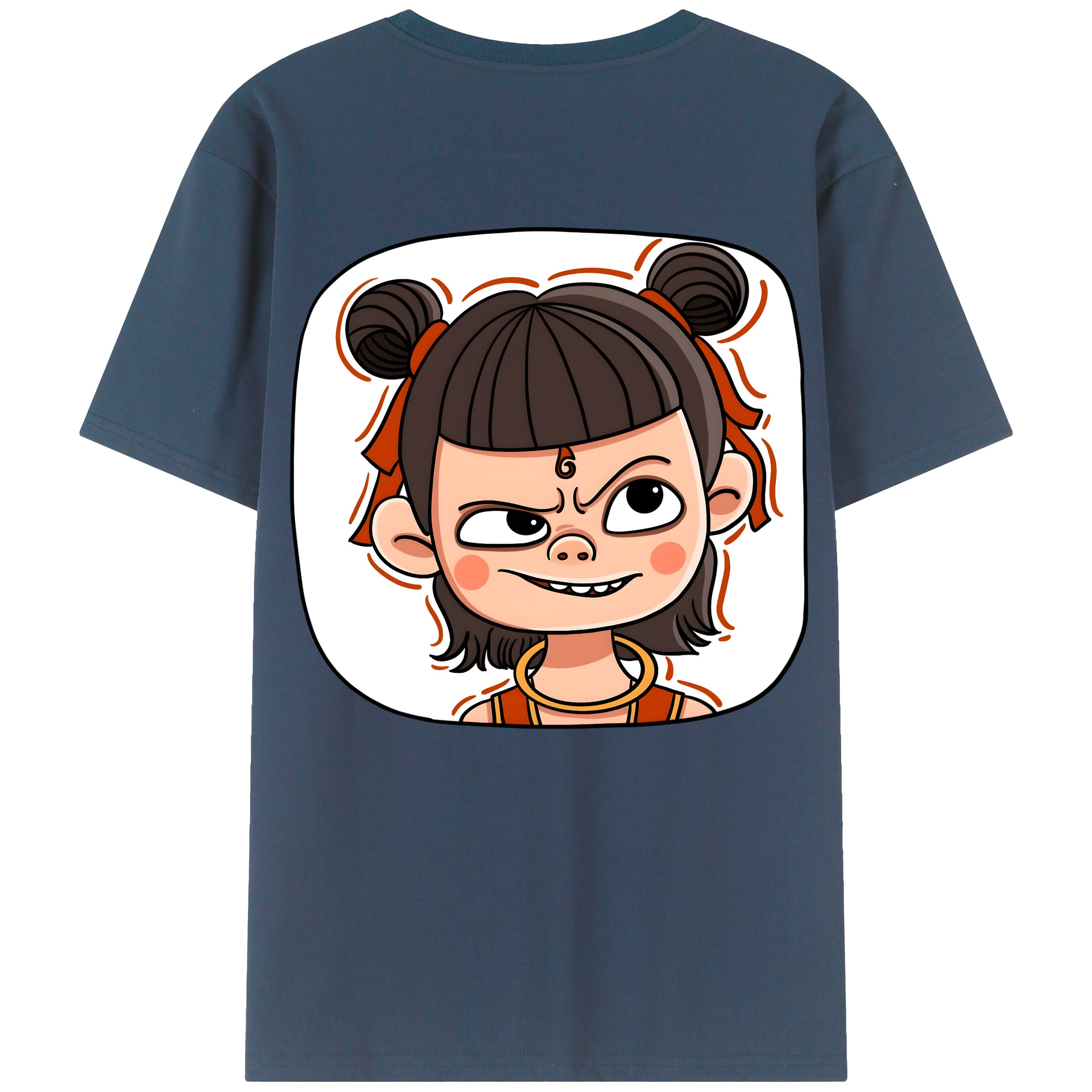 （画像用） Ne Zha 2 ナタ 魔童の大暴れ 綿100％ メンズ半袖Tシャツ（バックプリント） 通気性