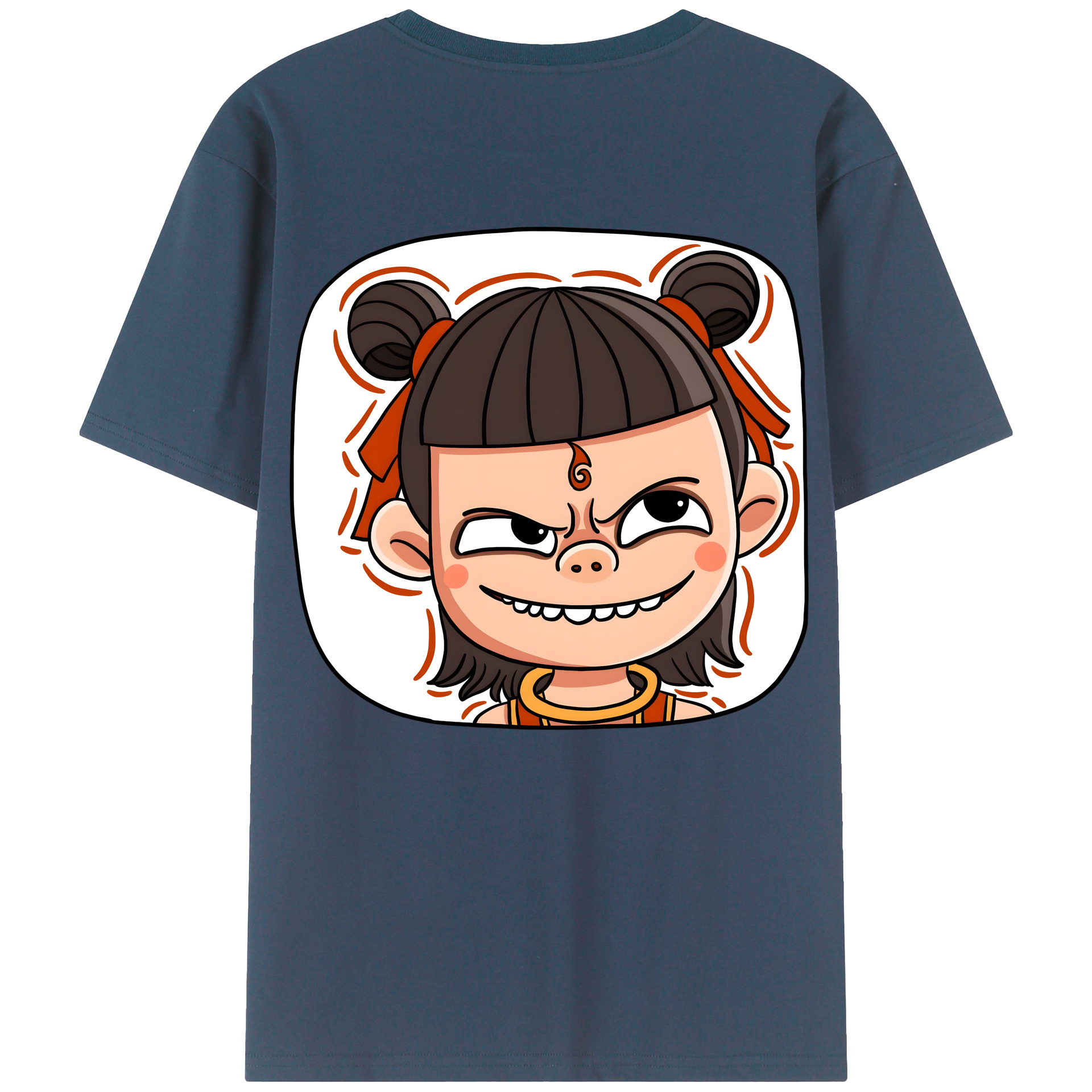 （画像用） Ne Zha 2 ナタ 魔童の大暴れ 綿100％ メンズ半袖Tシャツ（バックプリント） 通気性