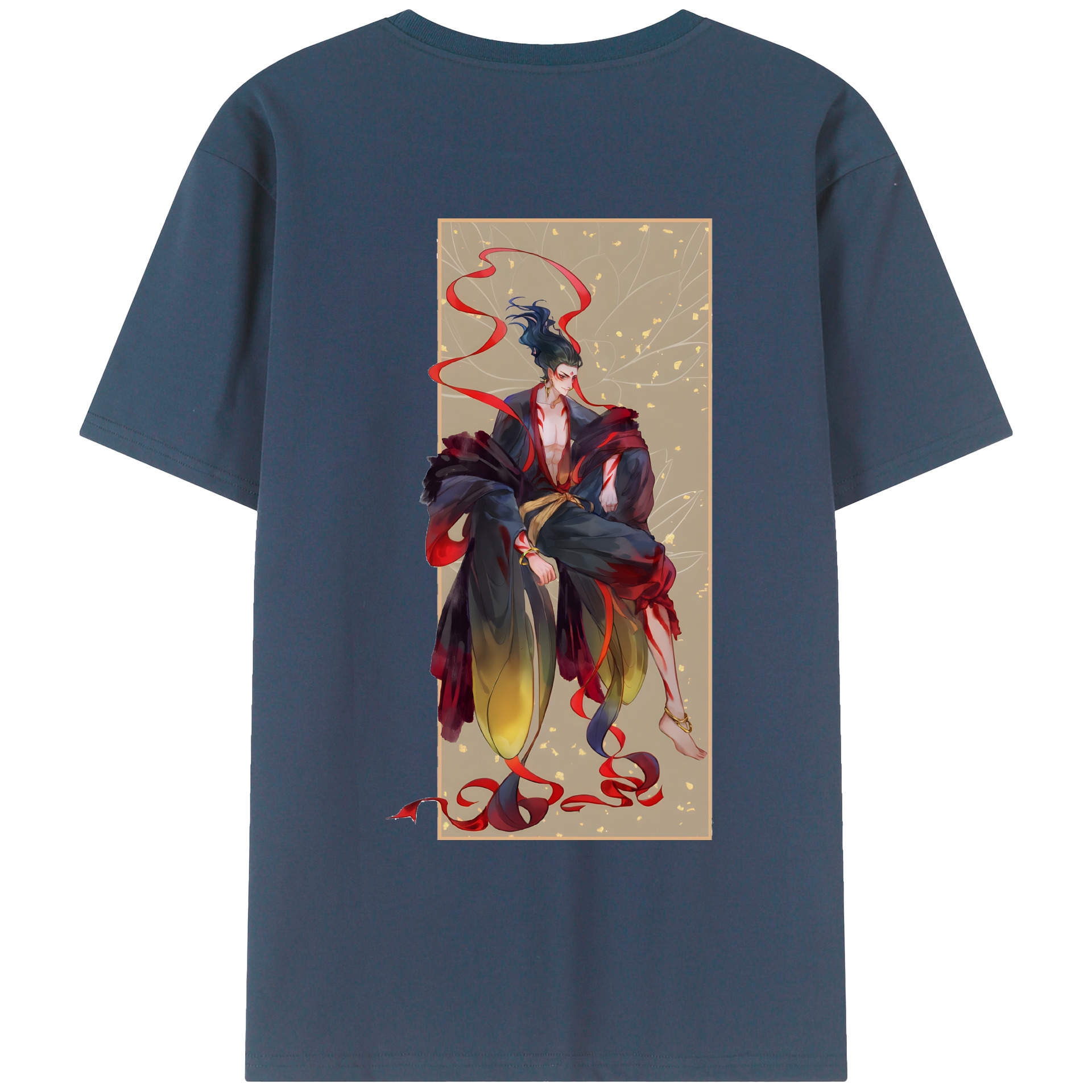 （画像用） Ne Zha 2 ナタ 魔童の大暴れ 綿100％ メンズ半袖Tシャツ（バックプリント） 通気性