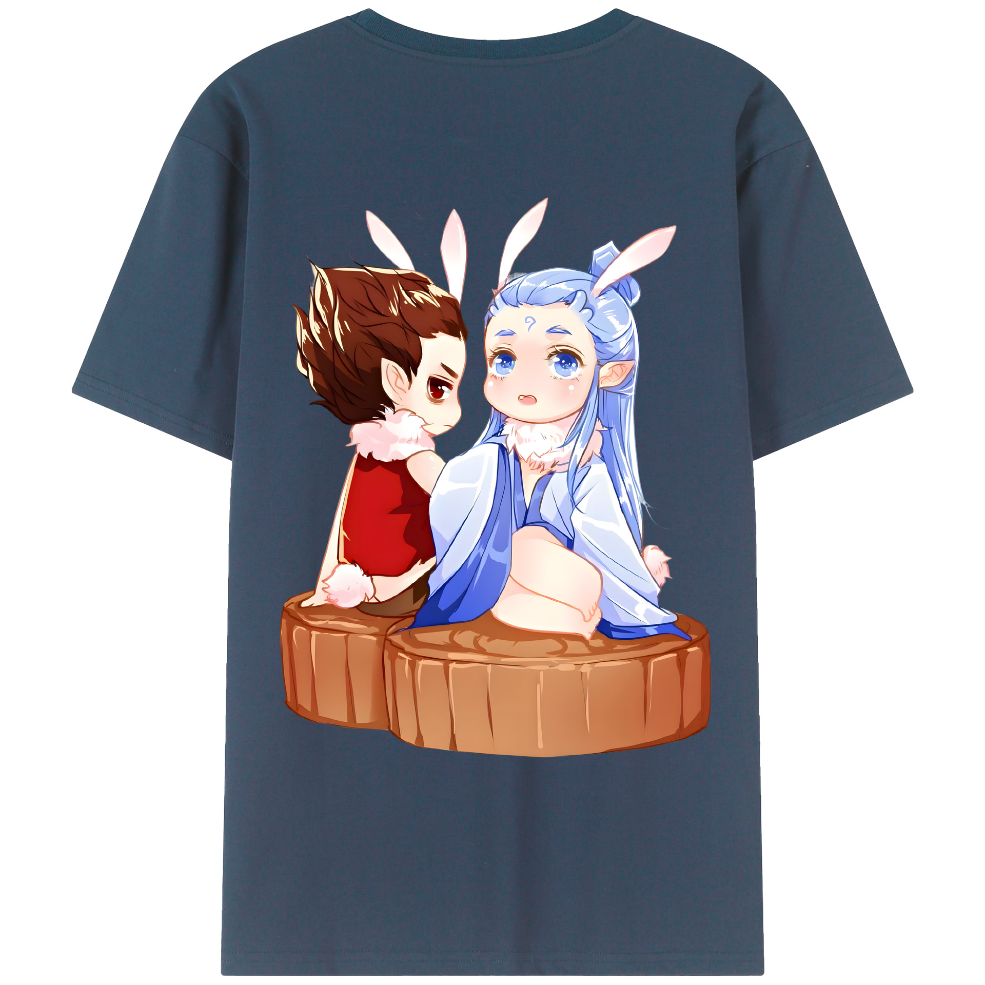 （画像用） Ne Zha 2 ナタ 魔童の大暴れ 綿100％ メンズ半袖Tシャツ（バックプリント） 通気性