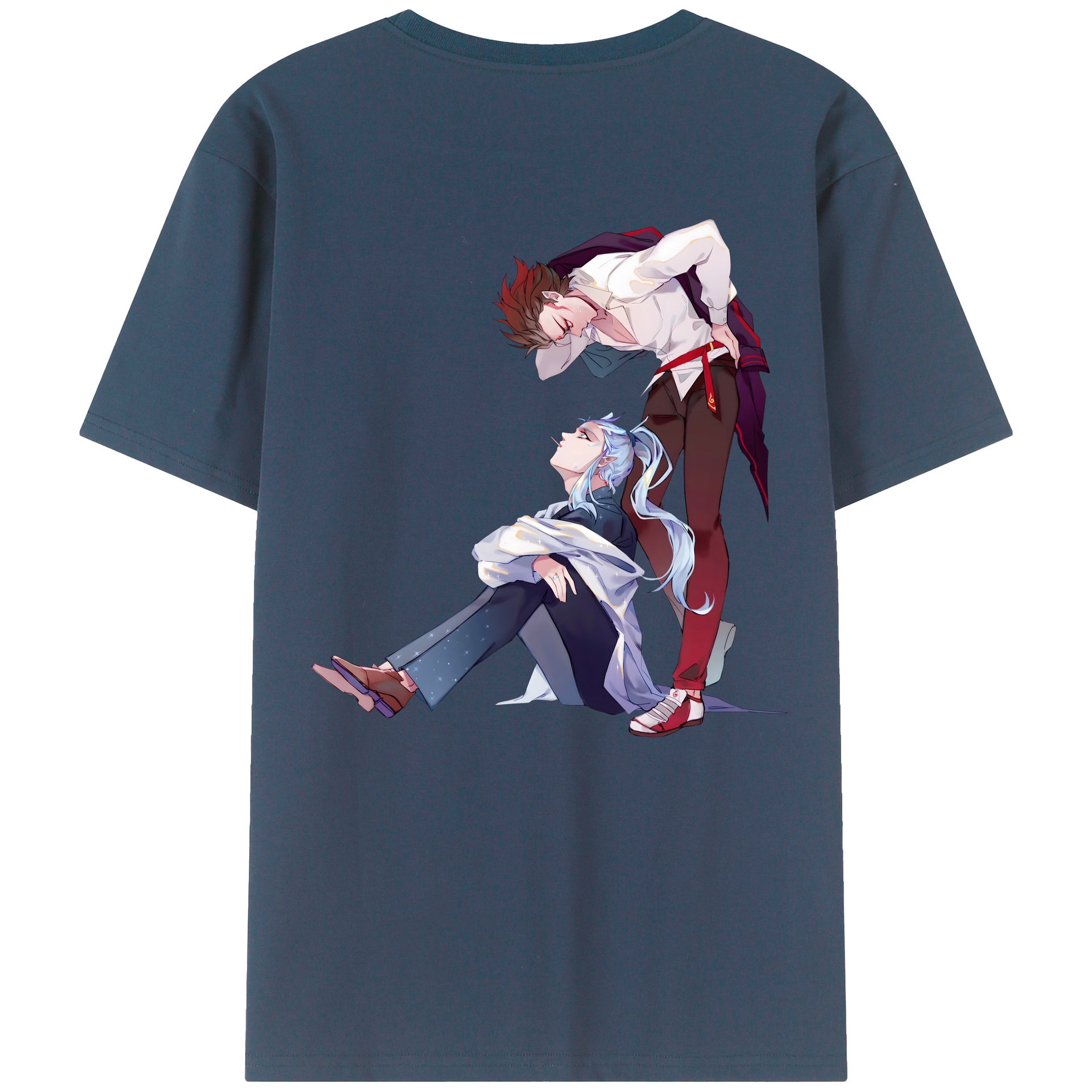 （画像用） Ne Zha 2 ナタ 魔童の大暴れ 綿100％ メンズ半袖Tシャツ（バックプリント） 通気性
