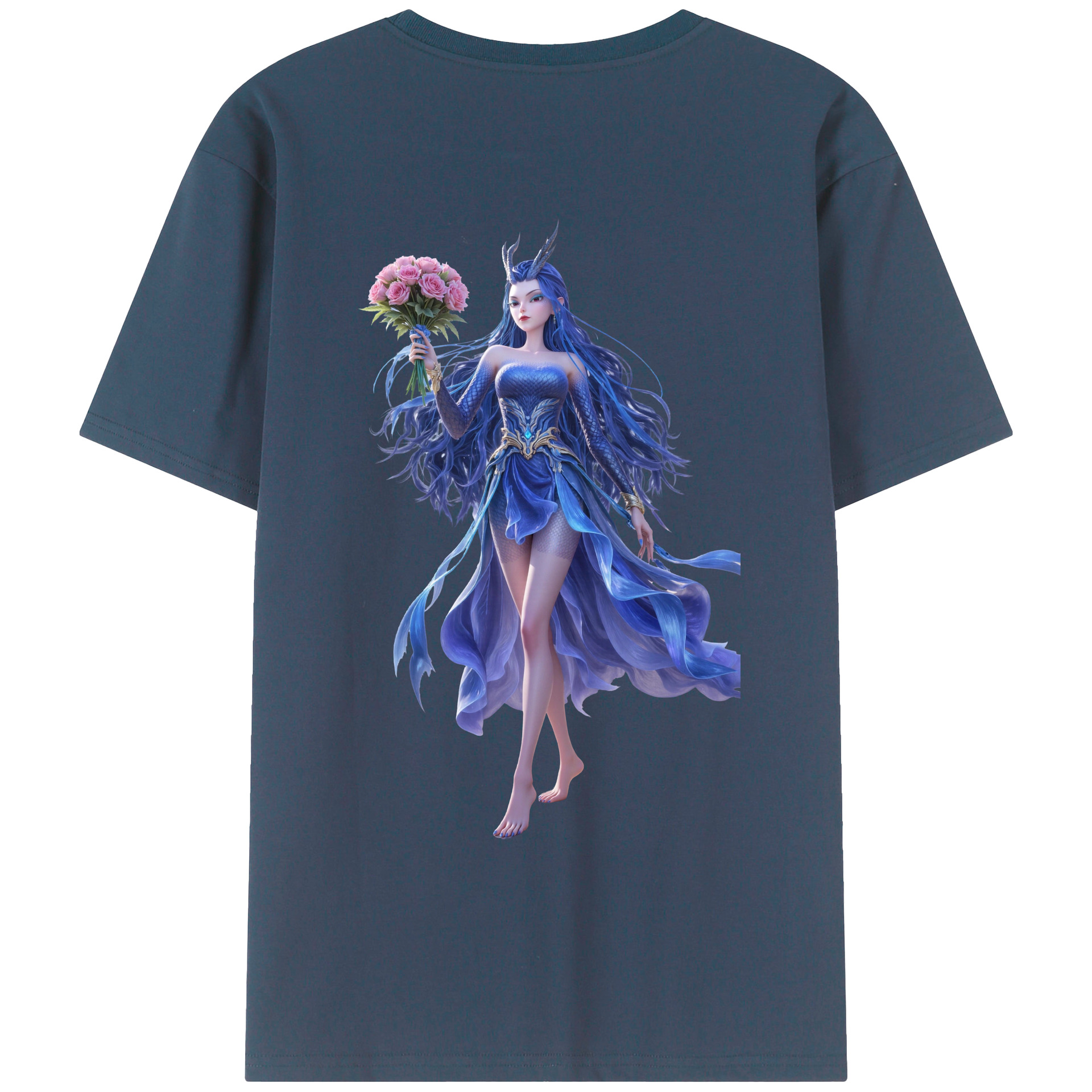 （画像用） Ne Zha 2 ナタ 魔童の大暴れ 綿100％ メンズ半袖Tシャツ（バックプリント） 通気性