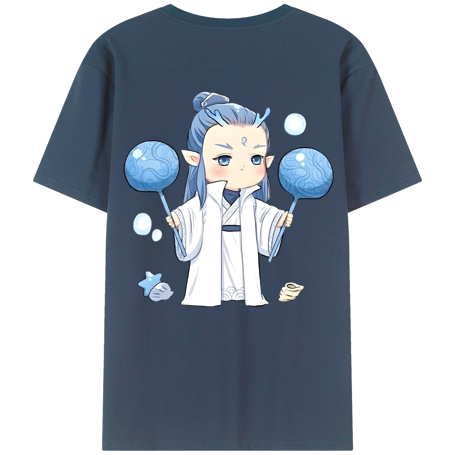 （画像用） Ne Zha 2 ナタ 魔童の大暴れ 綿100％ メンズ半袖Tシャツ（バックプリント） 通気性