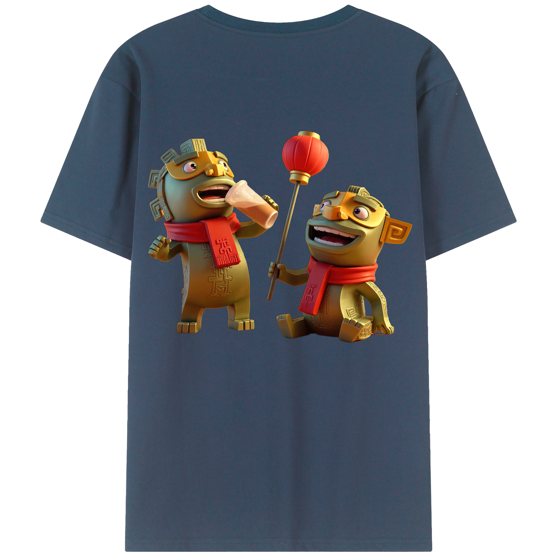 （画像用） Ne Zha 2 ナタ 魔童の大暴れ 綿100％ メンズ半袖Tシャツ（バックプリント） 通気性