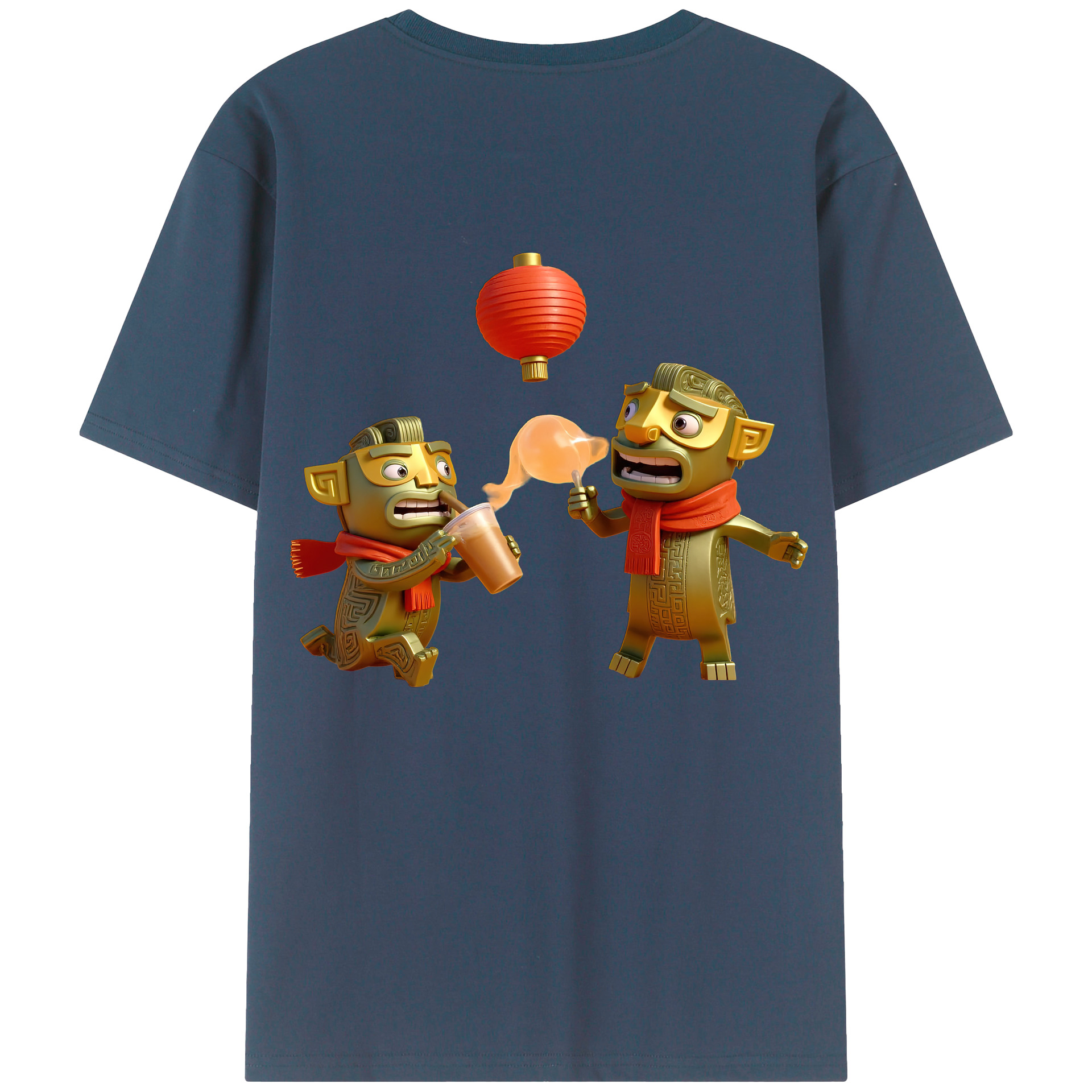 （画像用） Ne Zha 2 ナタ 魔童の大暴れ 綿100％ メンズ半袖Tシャツ（バックプリント） 通気性